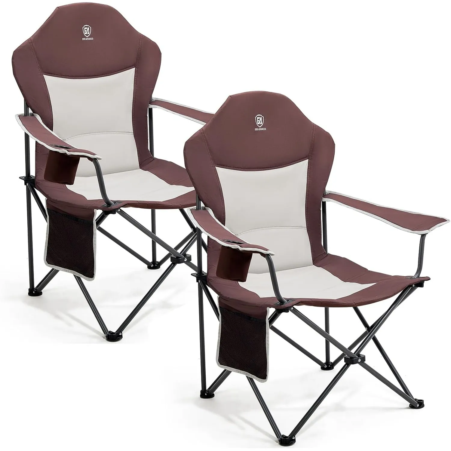 EVER ADVANCED Luxus Campingstuhl Faltbar 160 KG Belastbar Ultragroß mit Hochlehner Bequem Gepolster Klappstuhl Camping …