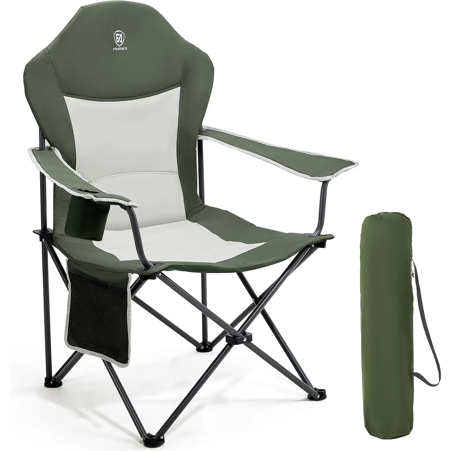 EVER ADVANCED Luxus Campingstuhl Faltbar 160 KG Belastbar Ultragroß mit Hochlehner Bequem Gepolster Klappstuhl Camping …