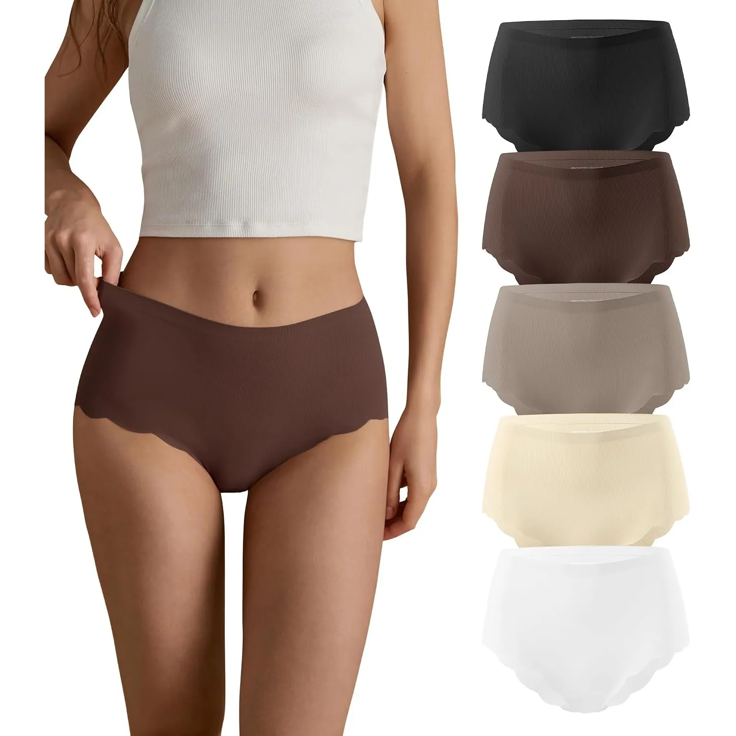 SHARICCA Nahtlos Slips Unterwäsche Damen Hohe Taille Bequeme Seamless Hipster Slips No Show Unterhosen Damen Panties Me…