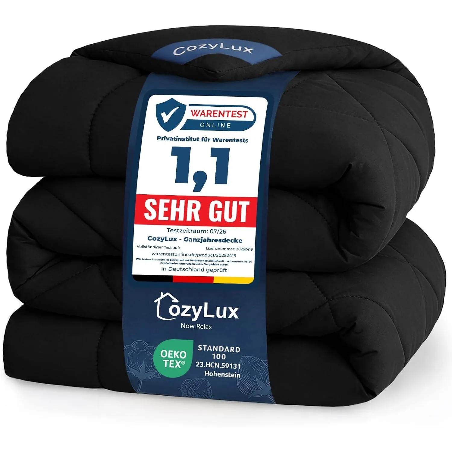CozyLux Bettdecke 140x200 cm Schwarz für 4 Jahreszeiten