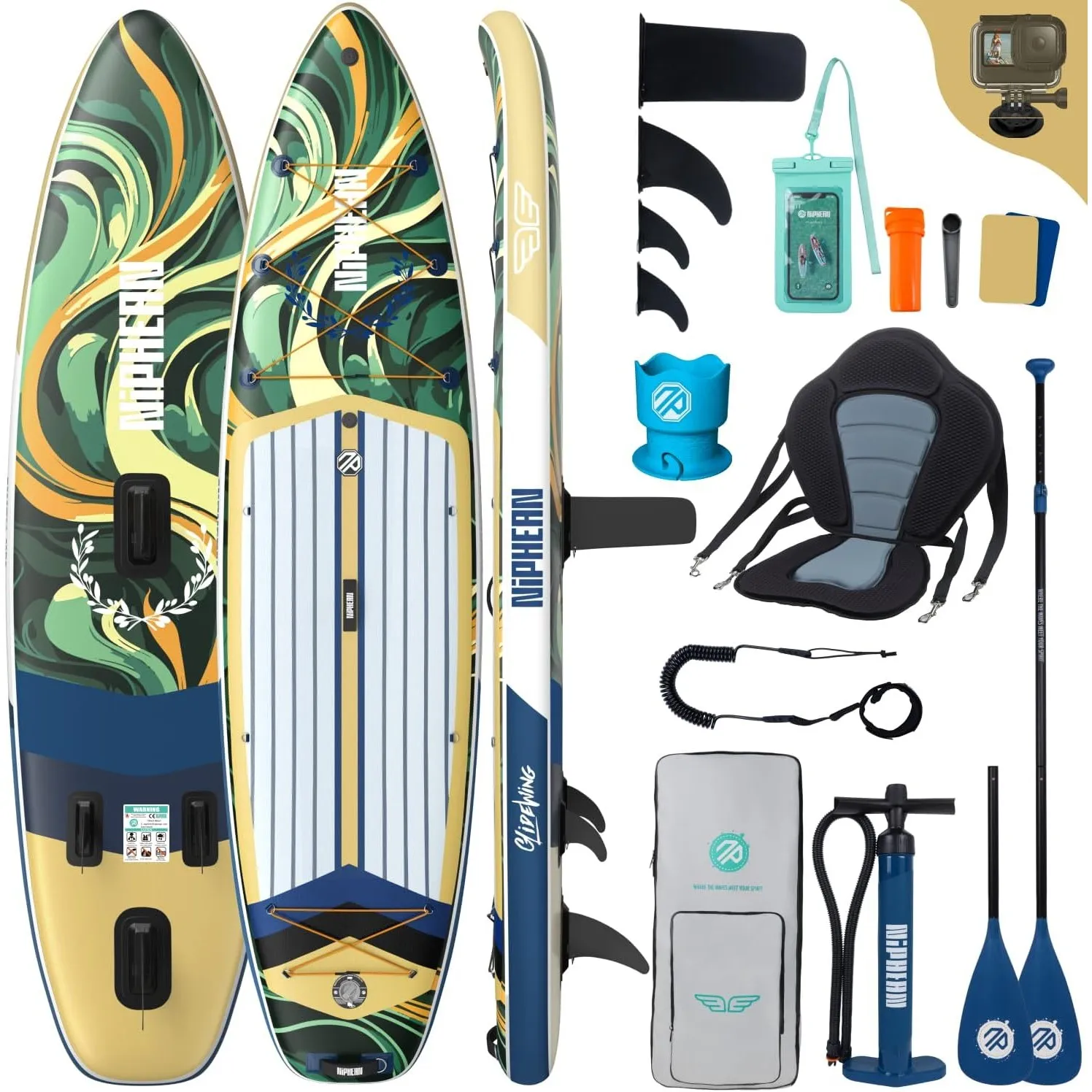 Niphean (Extra Groß) Stand Up Paddling Board, SUP für 2+1 Personen/Familien, SUP Board mit (Anfängergeeignet) Balancier…