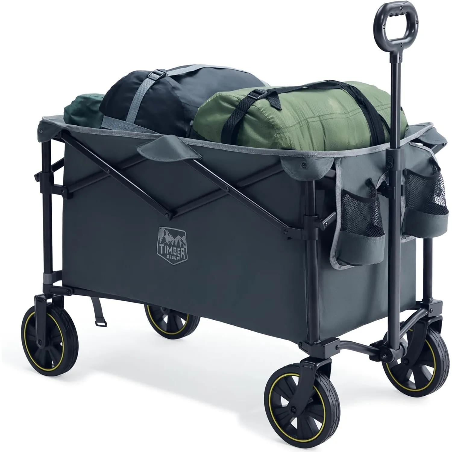 TIMBER RIDGE Bollerwagen Faltbar 200L mit Getränkehalter Verstellbarem Griff, Handwagen Transportwagen für Alle Gelände…