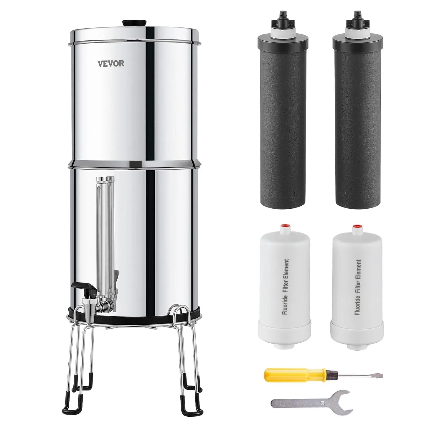 VEVOR Schwerkraft Wasserfiltersystem Edelstahl Arbeitsplattensystem 7+7,5L Wasserfiltrationssystem, reduziert Blei und …