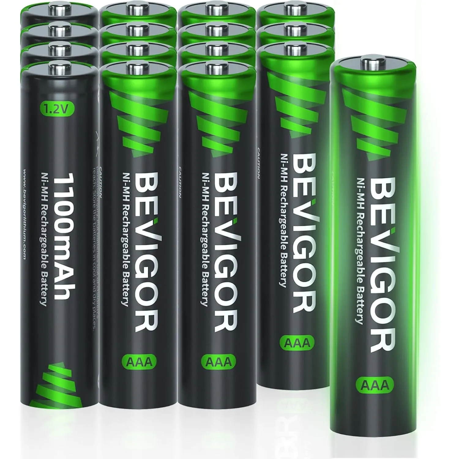 BEVIGOR AAA 1100mAh 1.2V Akkubatterien, Akku hohe Kapazität AAA NiMH wiederaufladbare Batterien, 16 Stück, vorgeladen