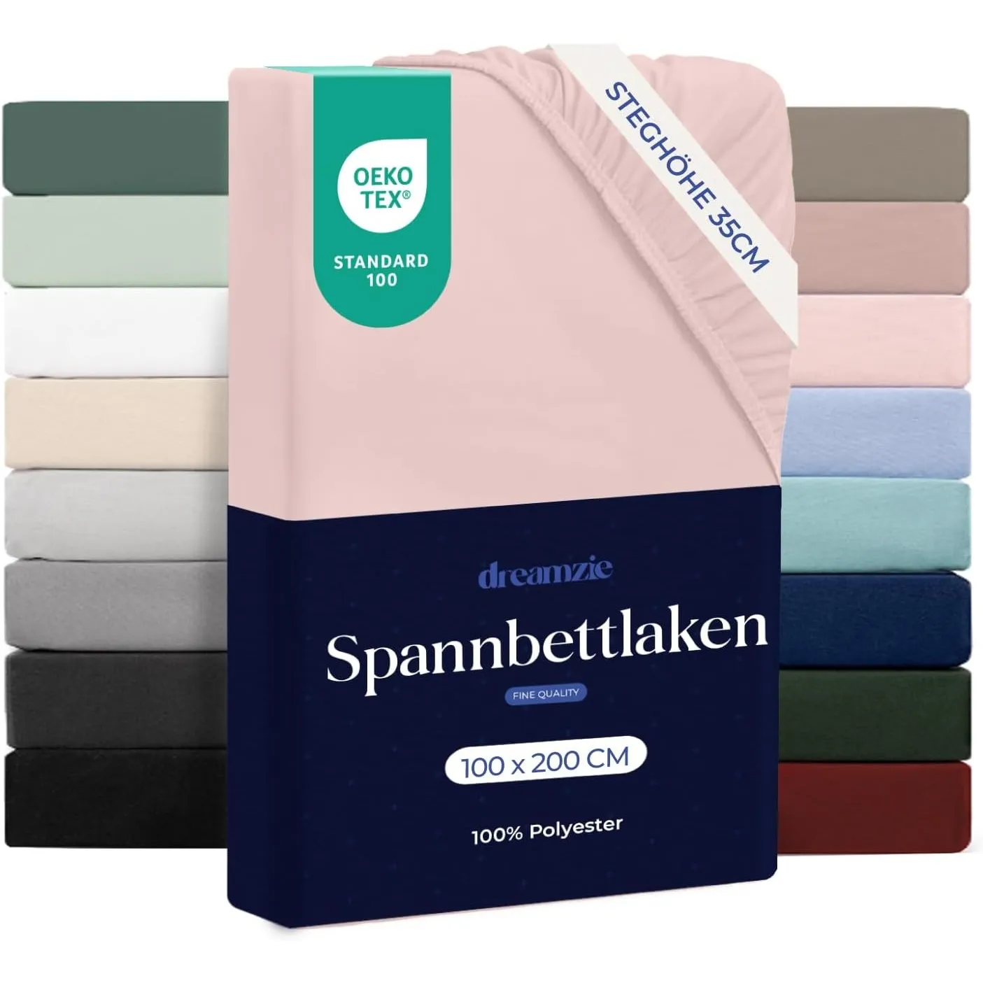 Dreamzie Spannbettlaken 100x200 cm - Hoher Steg bis 35 cm - 100% Mikrofaser - Rosa - Schadstoffgeprüft (Oeko TEX), Bett…