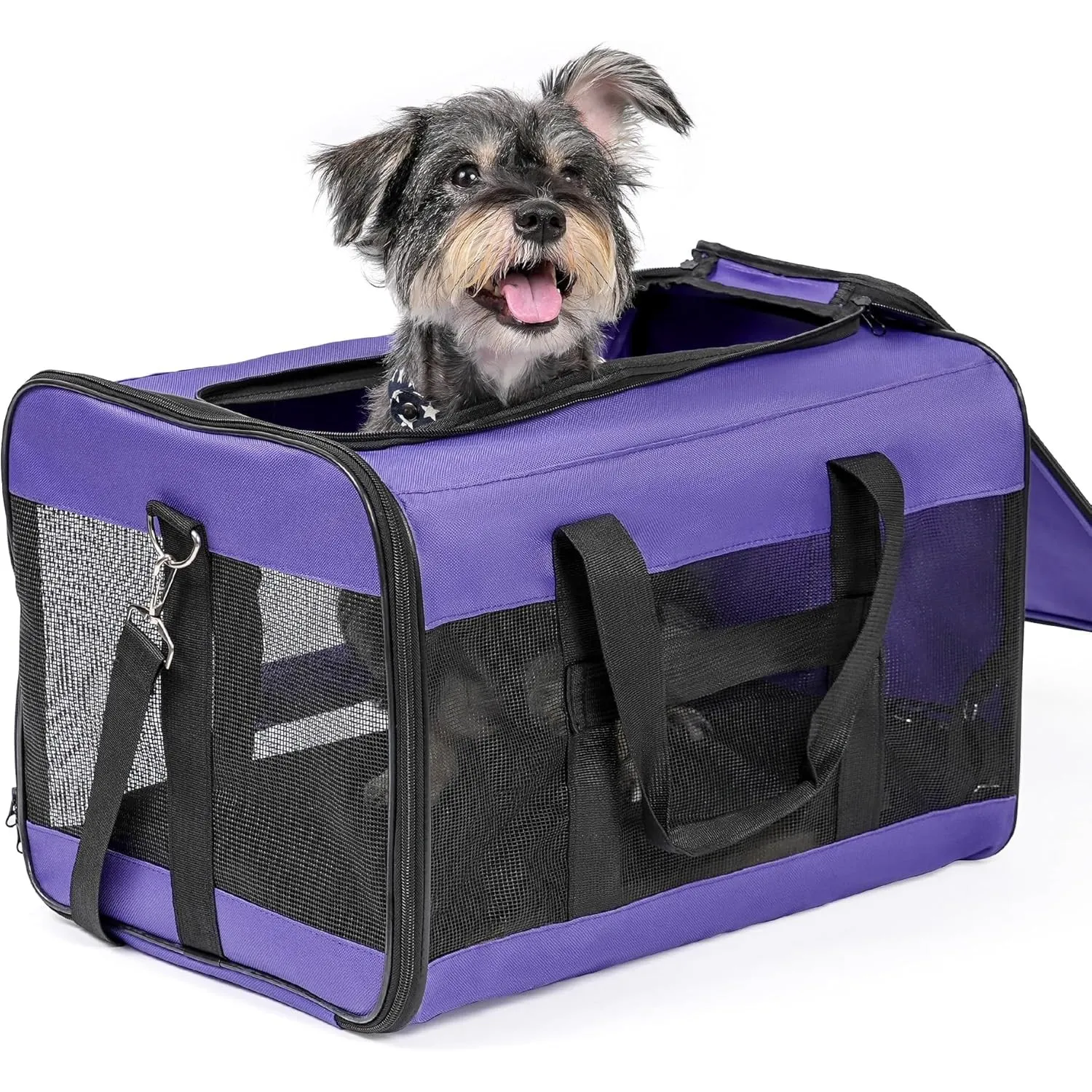 Conlun Transporttasche Hund & Katze L, Hundetransportbox Auto bis 9kg | Lila Weichseitige Hundetasche faltbar, Reisetas…