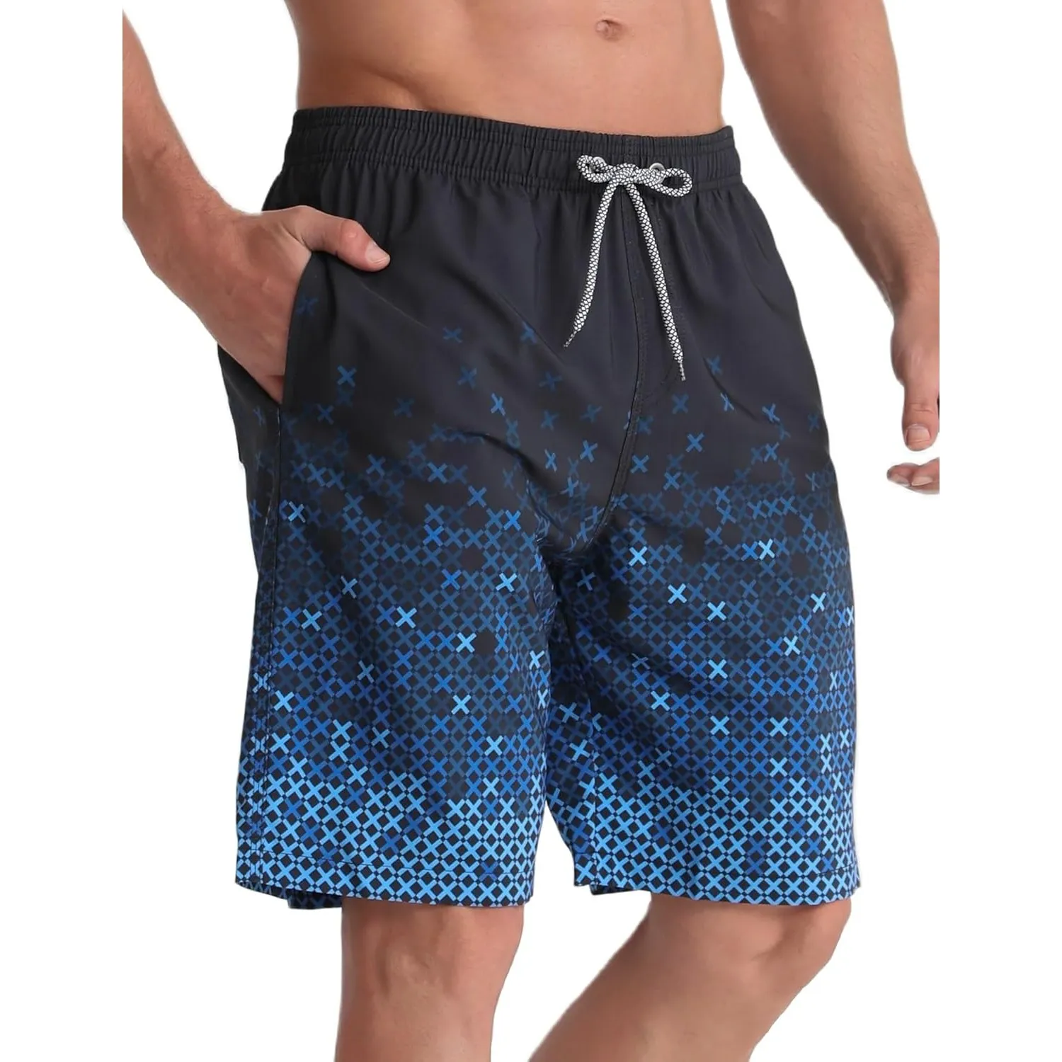 APTRO Herren Badehose Lang Badeshorts Schnelltrocknend Boardshorts Freizeit Short mit Innenslip