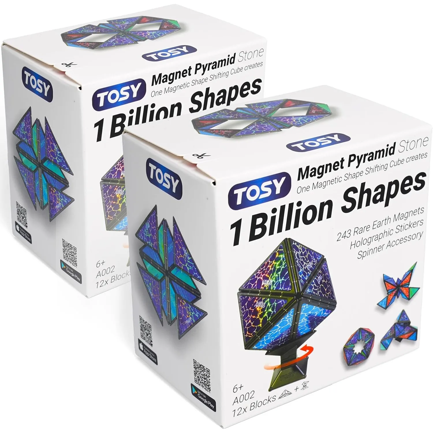 TOSY Magnet Pyramid Stone – 1 Würfel Wird zu 1 Milliarde Formen, 12 Teile, 243 Magnete, holografisches Magnet-Puzzle ST…