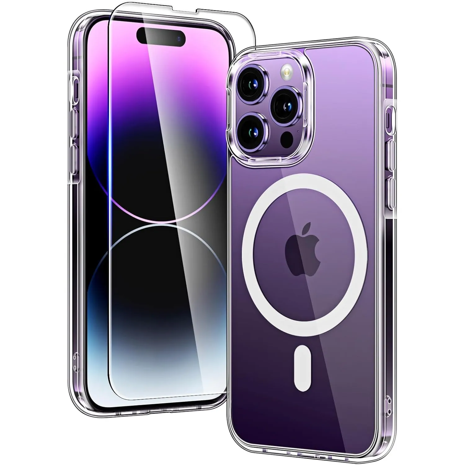 TAURI für iPhone 14 Pro Hülle 6,1" mit Schutzfolie - Durchsichtig