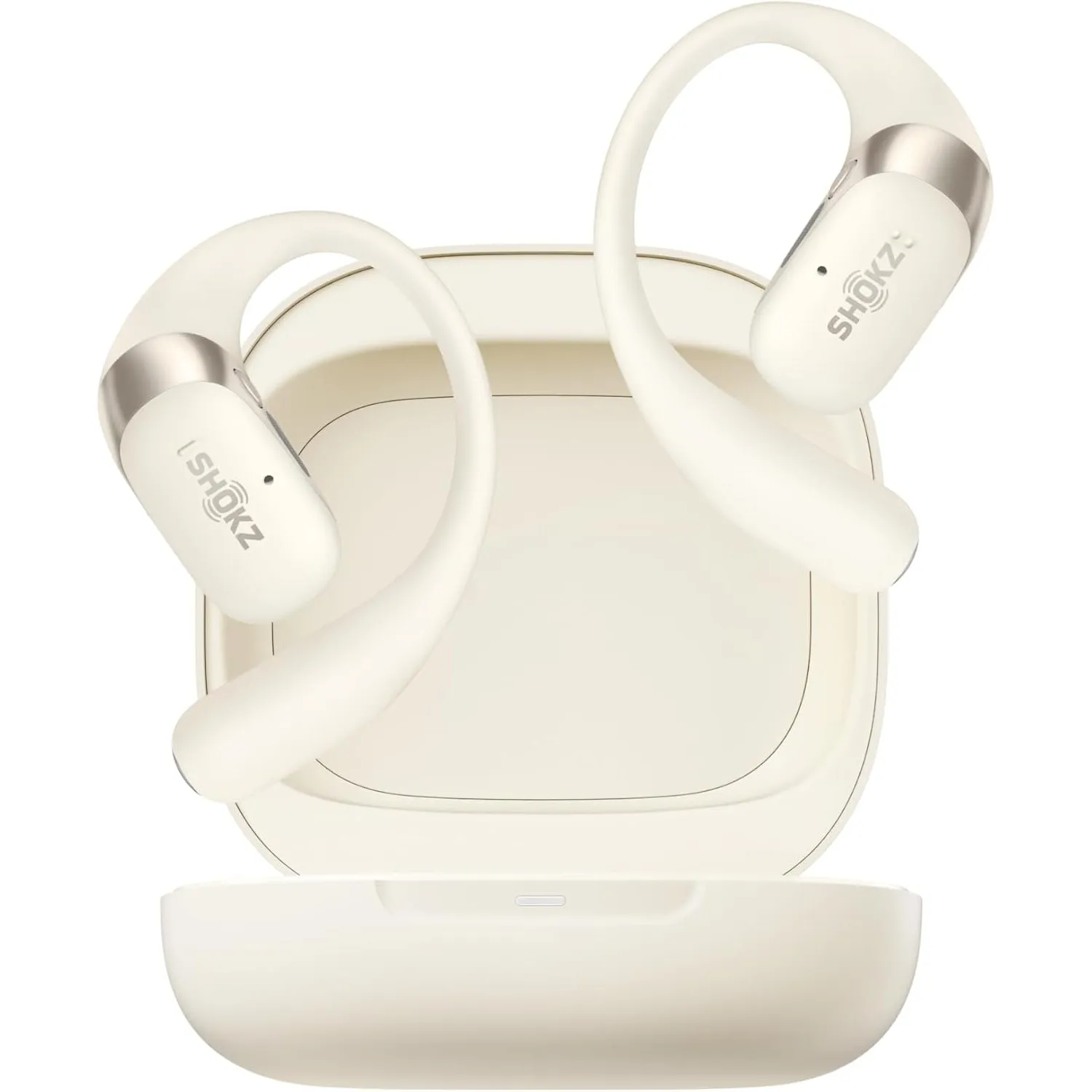 SHOKZ OpenFit 2 Open-Ear-Kopfhörer mit Ohrbügel, 48 Std. Akku, Beige
