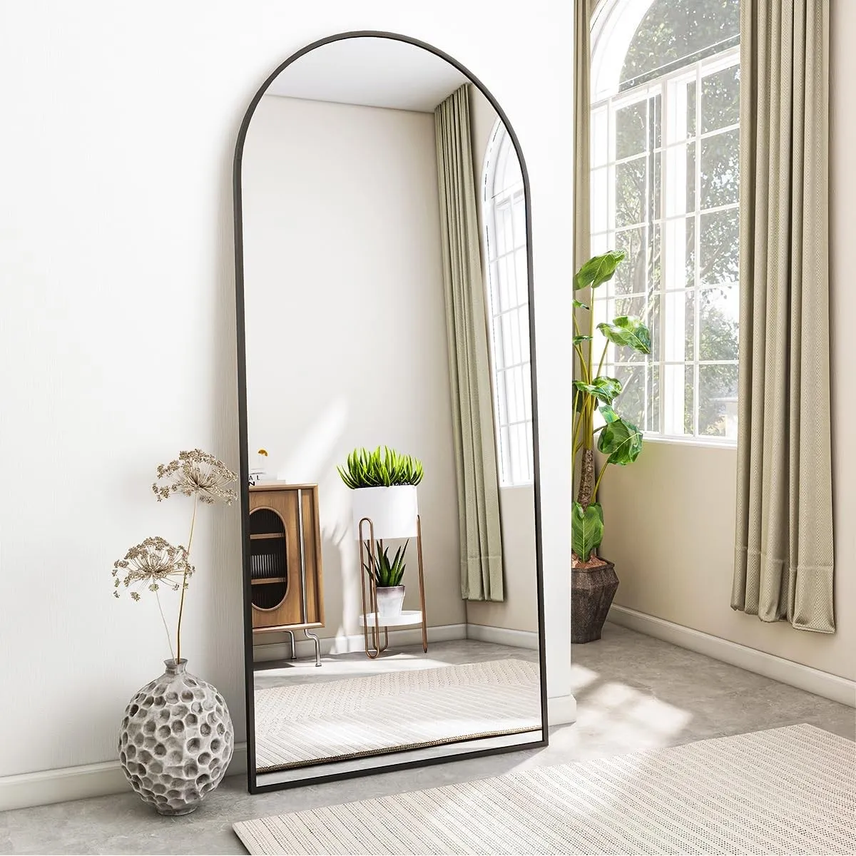 Koonmi Ganzkörperspiegel Bogen 171 x 76 cm Schwarz, Stabiler Rahmen