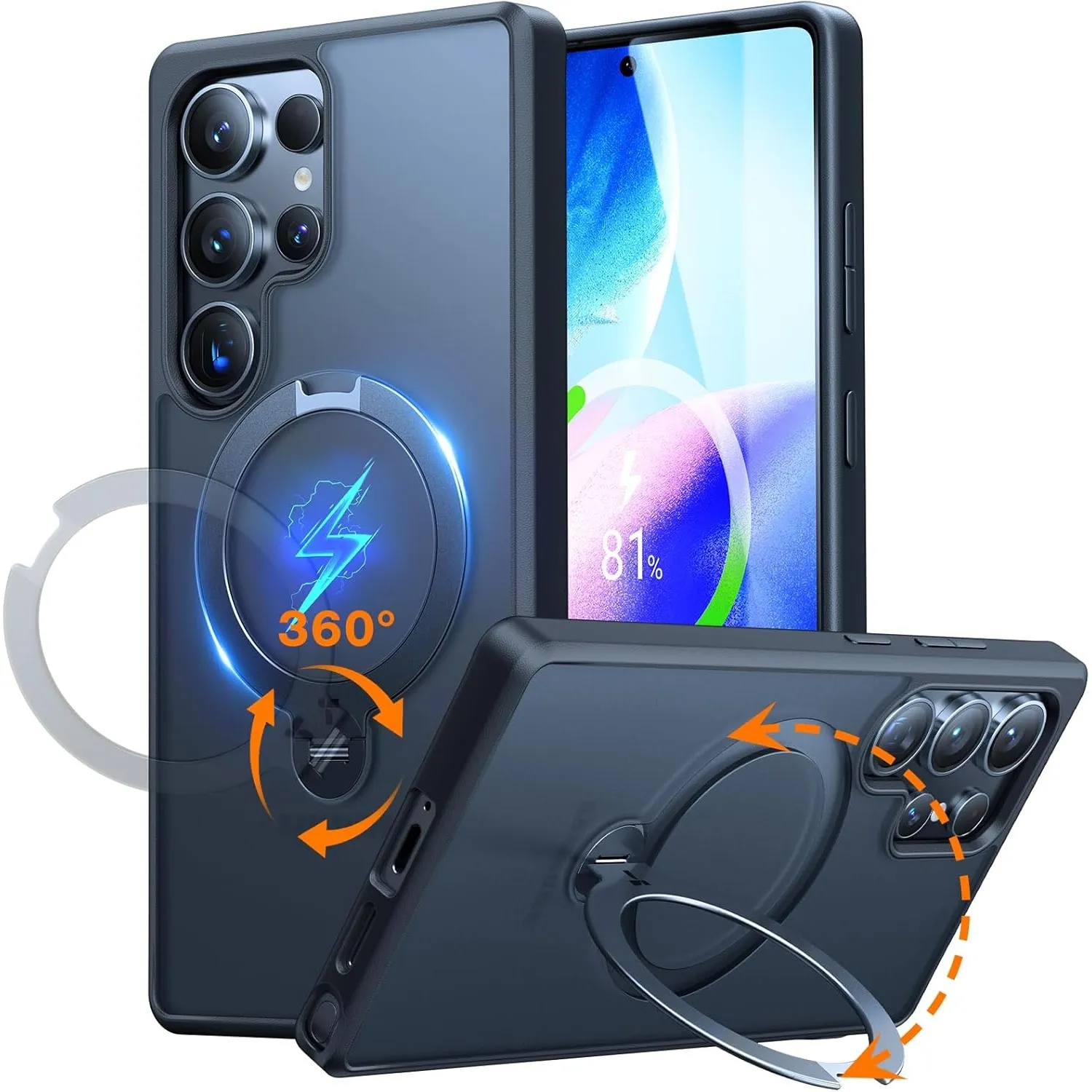 TORRAS Ostand Q3 Spin für Handyhülle Samsung Galaxy S25 Ultra Hülle Schwarz
