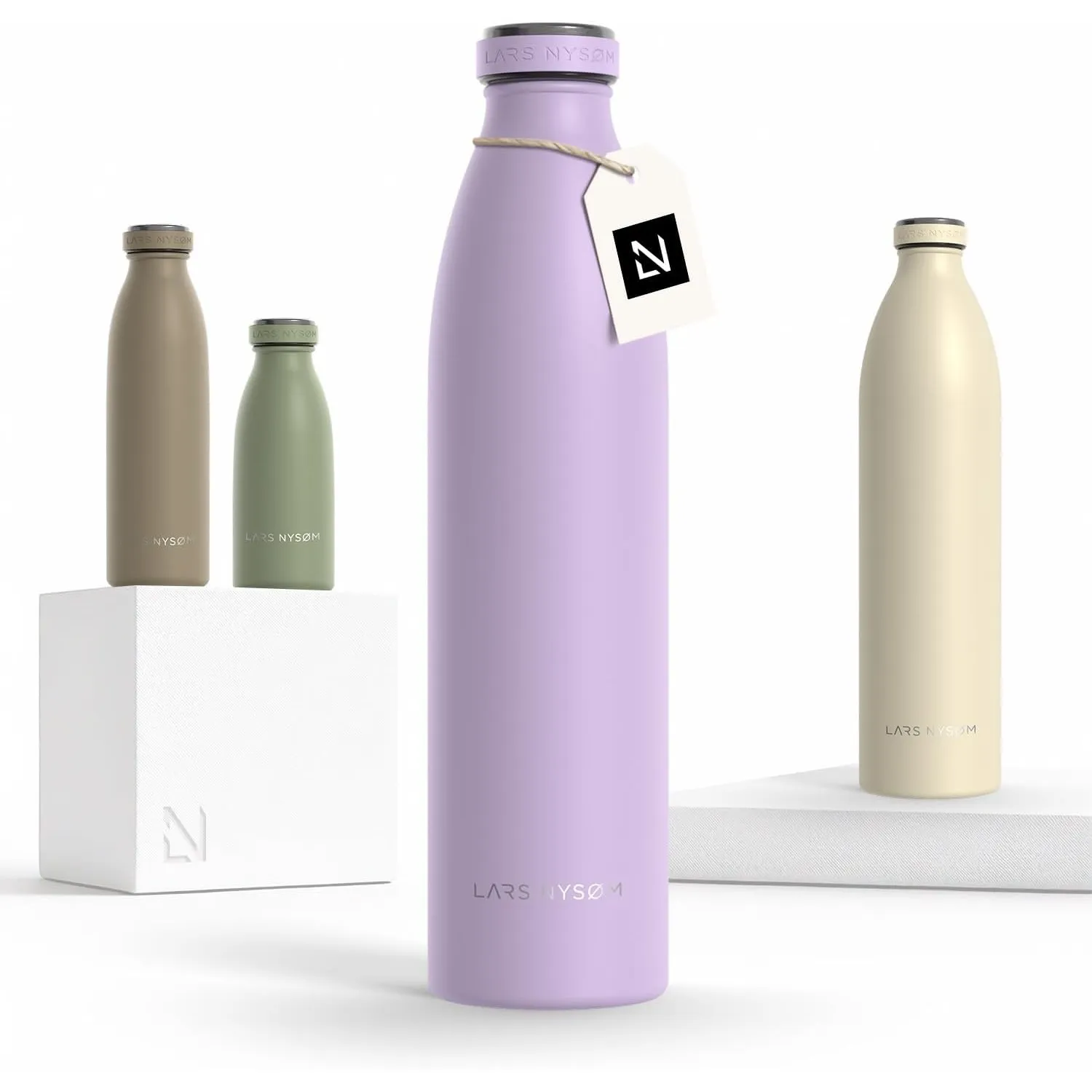 LARS NYSØM Trinkflasche 1l - Trinkflasche Edelstahl - Thermosflasche