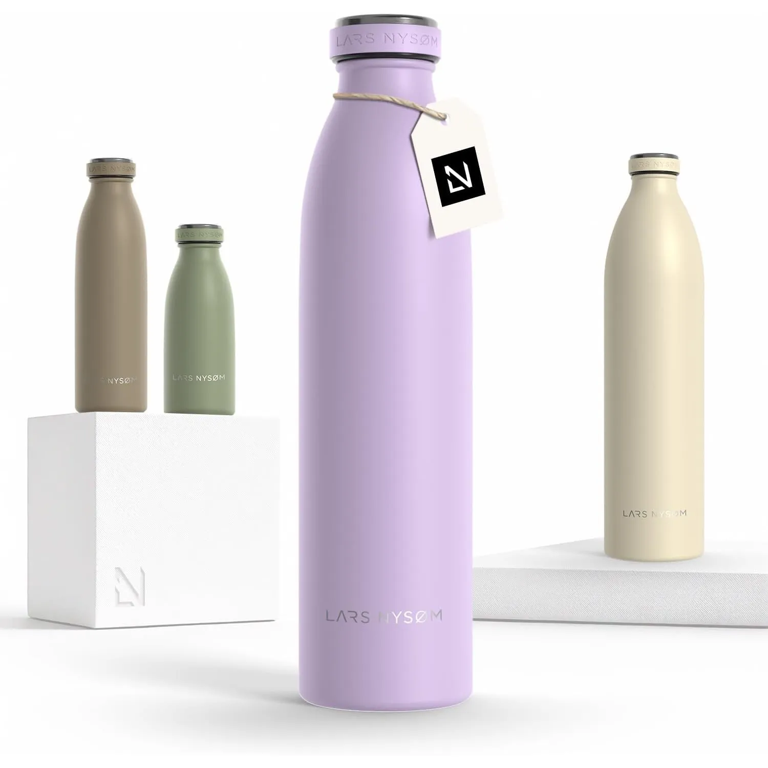 LARS NYSØM Edelstahl Trinkflasche 350ml, 500ml, 750ml, 1L, 1 5 liter | Thermosflasche Kohlensäure geeignet | Auslaufsic…