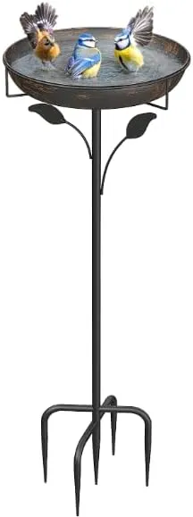 WELDUN Bird Bath, Bird Bath, 30 cm, Standing Feeding Bowl for Outdoor Garden, Metal Bird Basin, Water Bath for Wild Bir…