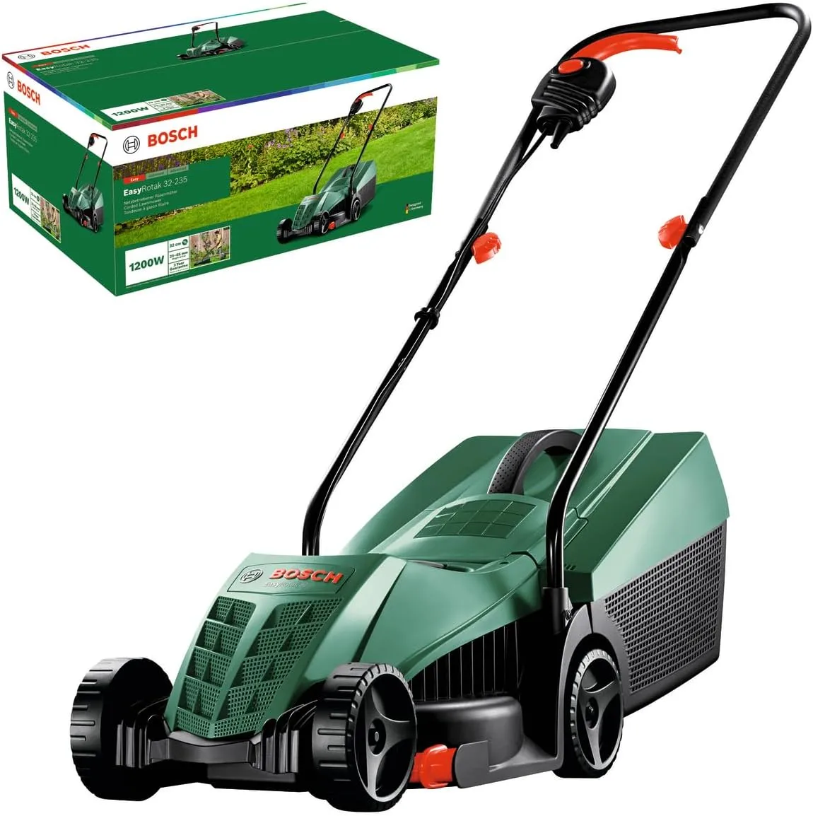 Bosch kabelgebundener Rasenmäher EasyRotak 32-235 (1200-W-Motor, Schnittbreite: 32 cm, 31-Liter-Grasfangkorb, optimal f…