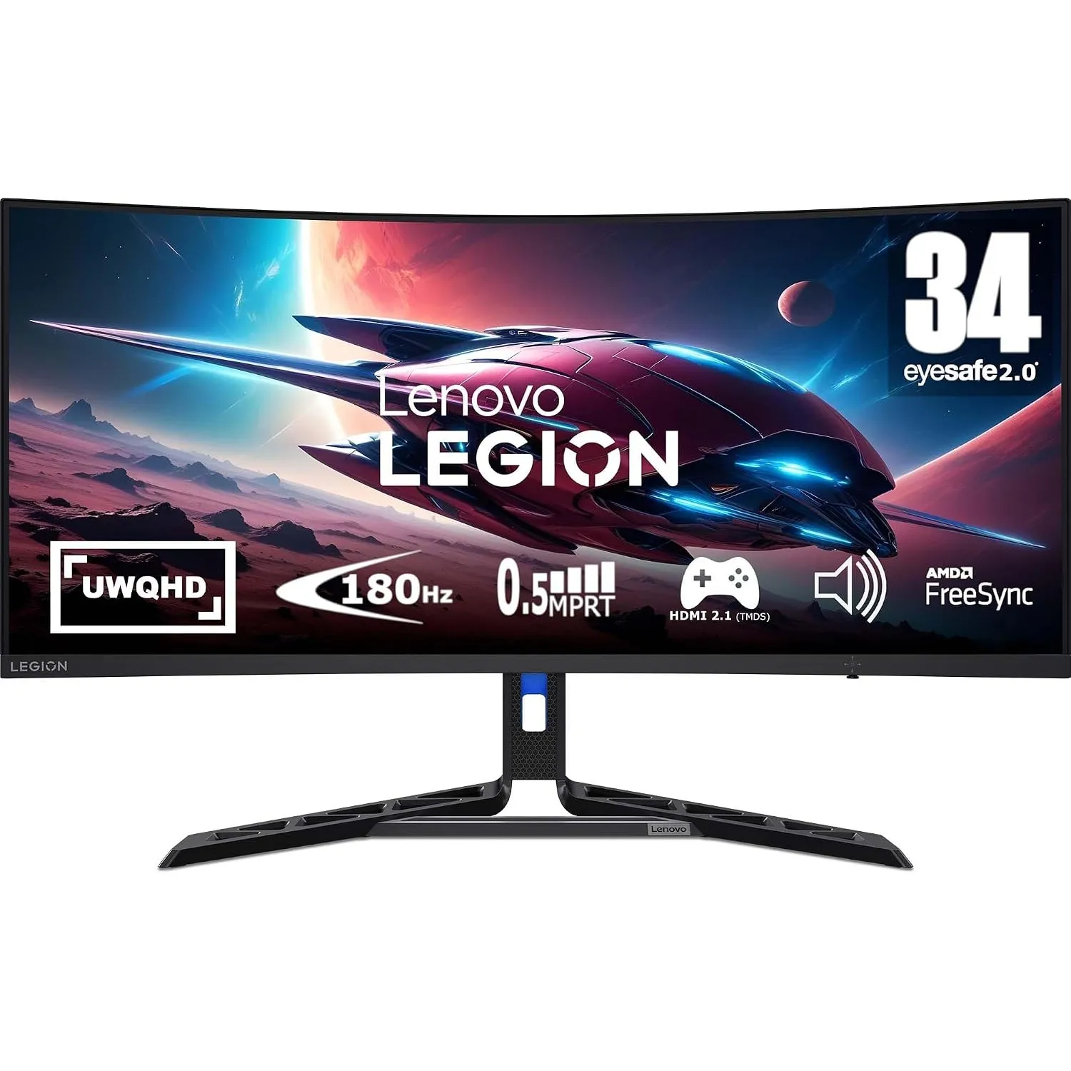 Lenovo Legion R34w-30 | 34" UWQHD Curved Gaming Monitor | 3440x1440 | 180Hz | 350 nits | 0,5ms Reaktionszeit | VA-Panel…