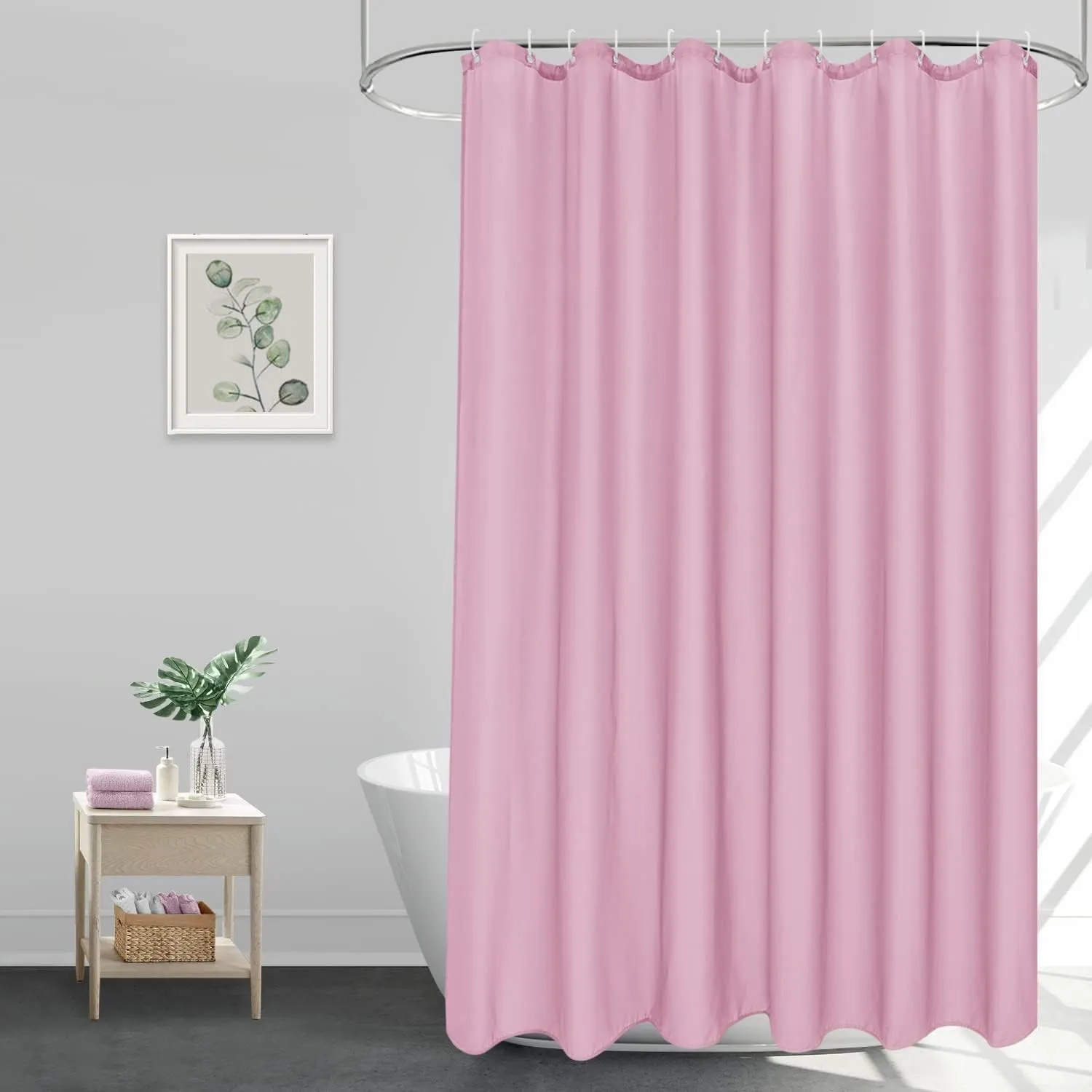 EurCross Duschvorhang 180x180 cm Rosa Textil Stoff Wasserdichtes Bad Vorhang für Badezimmer, Schnell Trocknend Anti Sch…