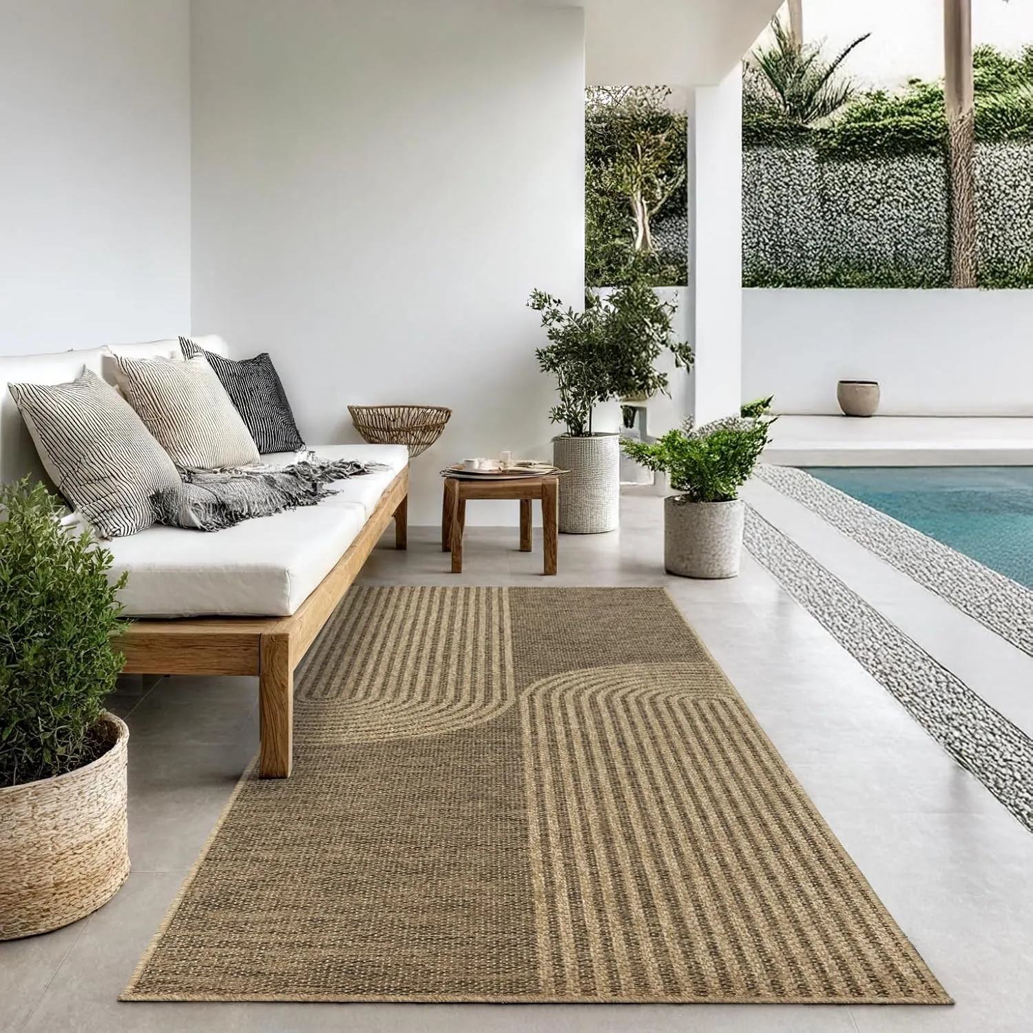 the carpet Kansas Outdoor Teppich – Wetterfester Indoor & Outdoor Teppich im Jute-Look für Balkon, Terrasse, Garten, Wo…