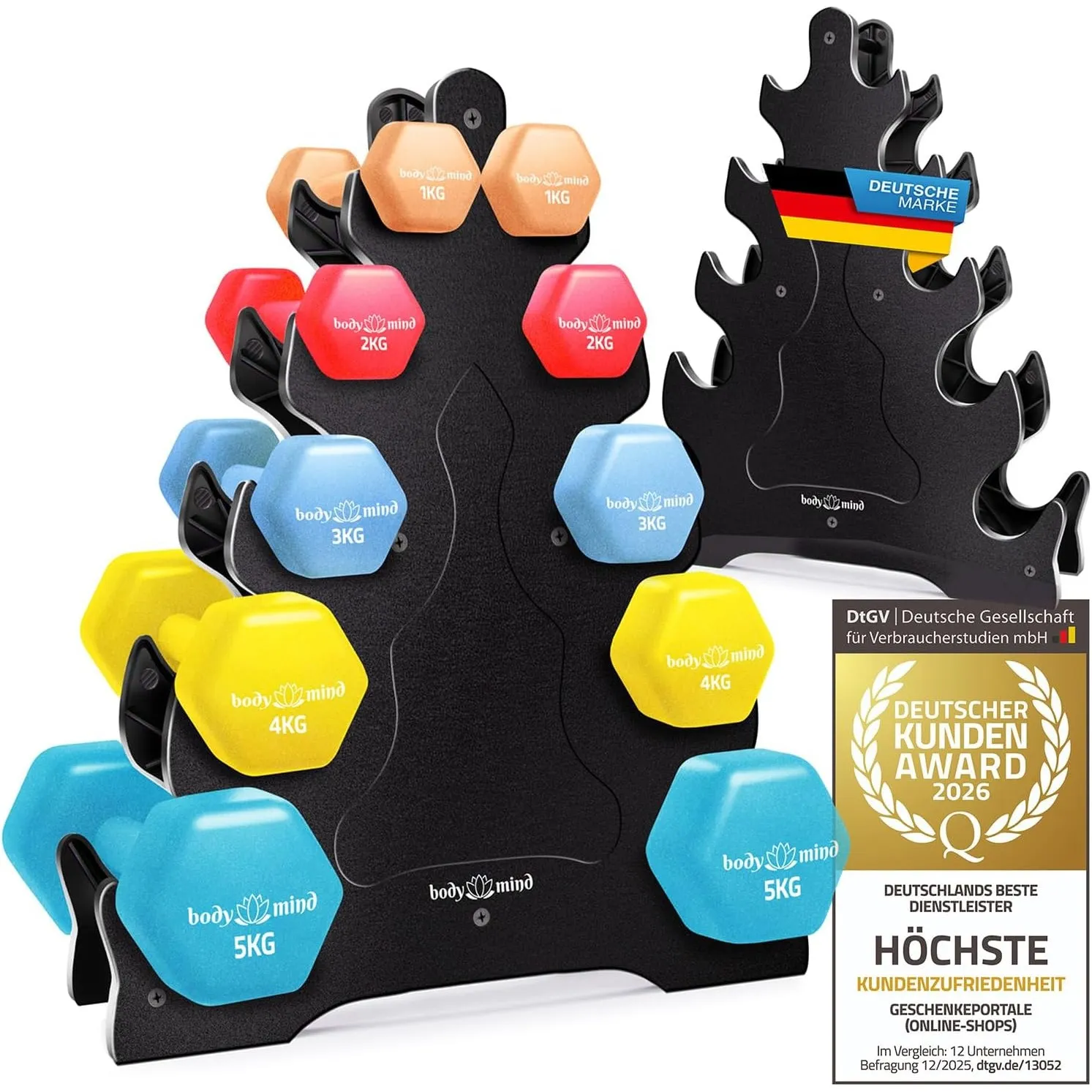 Body & Mind® Rutschfeste Neopren Kurzhanteln - Fitness Hantelset Damen
