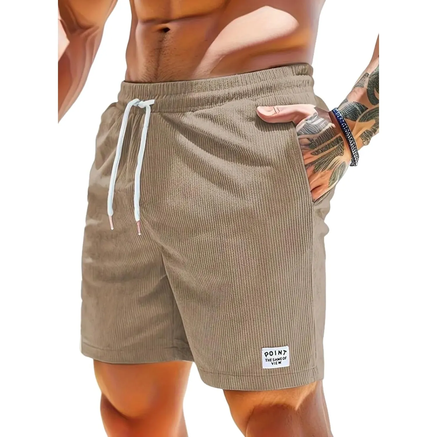 Decorie Kurze Hose Herren Sommer Shorts Herren Baumwolle Corduroy Cargo Shorts Stretch Elastischem Bund Mit Taschen
