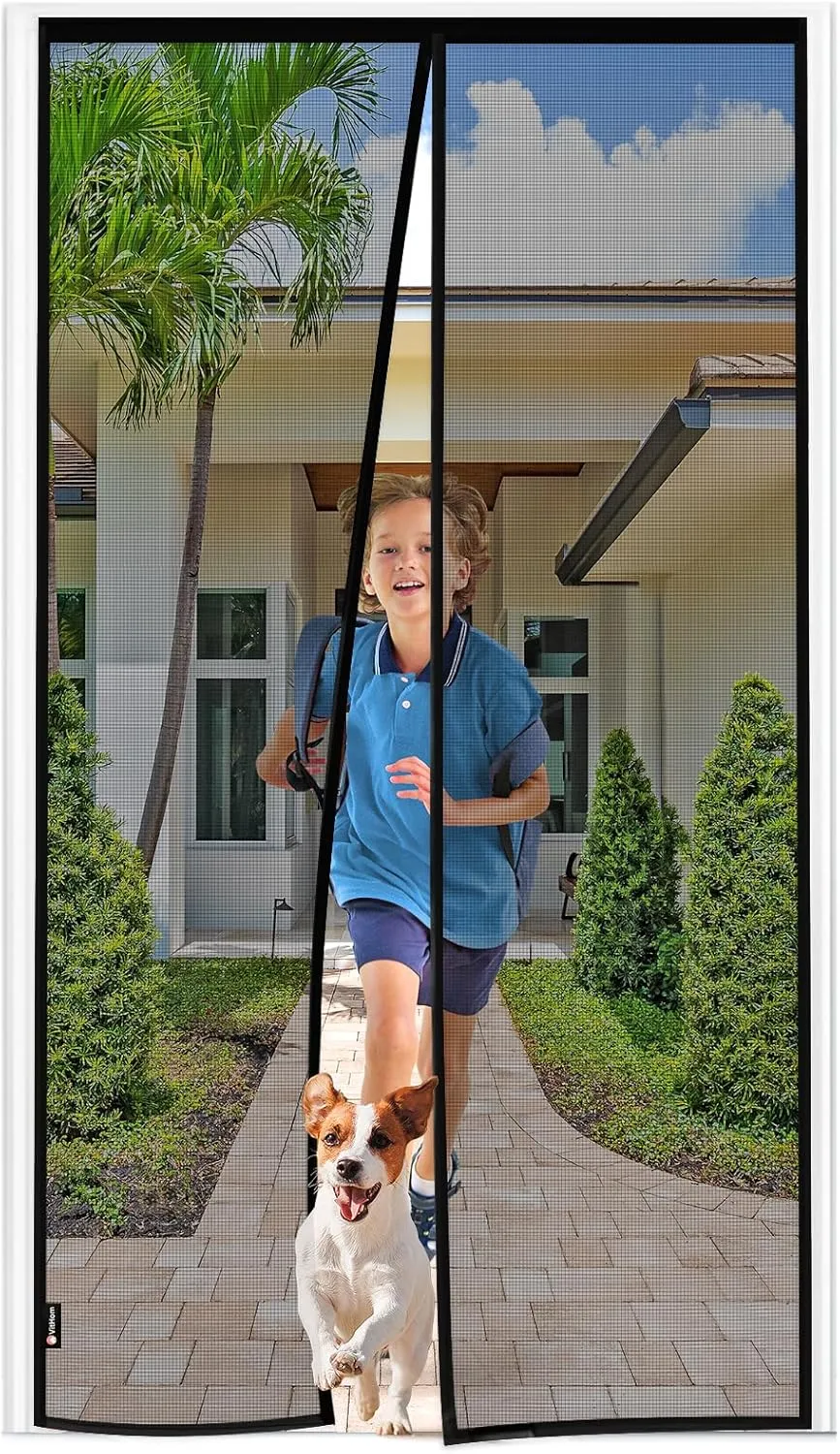 Quick Close Fly Screen Balcony Door Magnet with Stronger Magnets, 80 x 220 cm Fly Screen Door, No Drilling, 3.8 cm Wide…