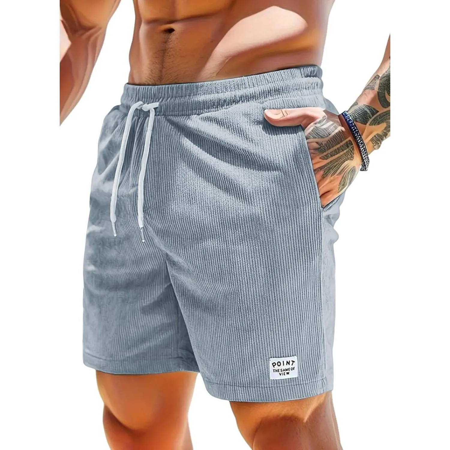 Decorie Kurze Hose Herren Sommer Shorts Herren Baumwolle Corduroy Cargo Shorts Stretch Elastischem Bund Mit Taschen