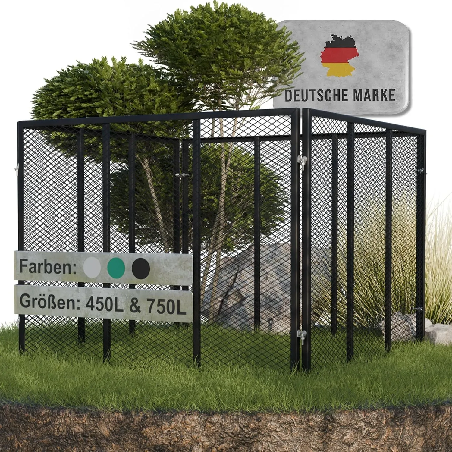 Heimfleiss® Komposter Garten Metall 750L 100x100x75 cm - Pulverbeschichtet