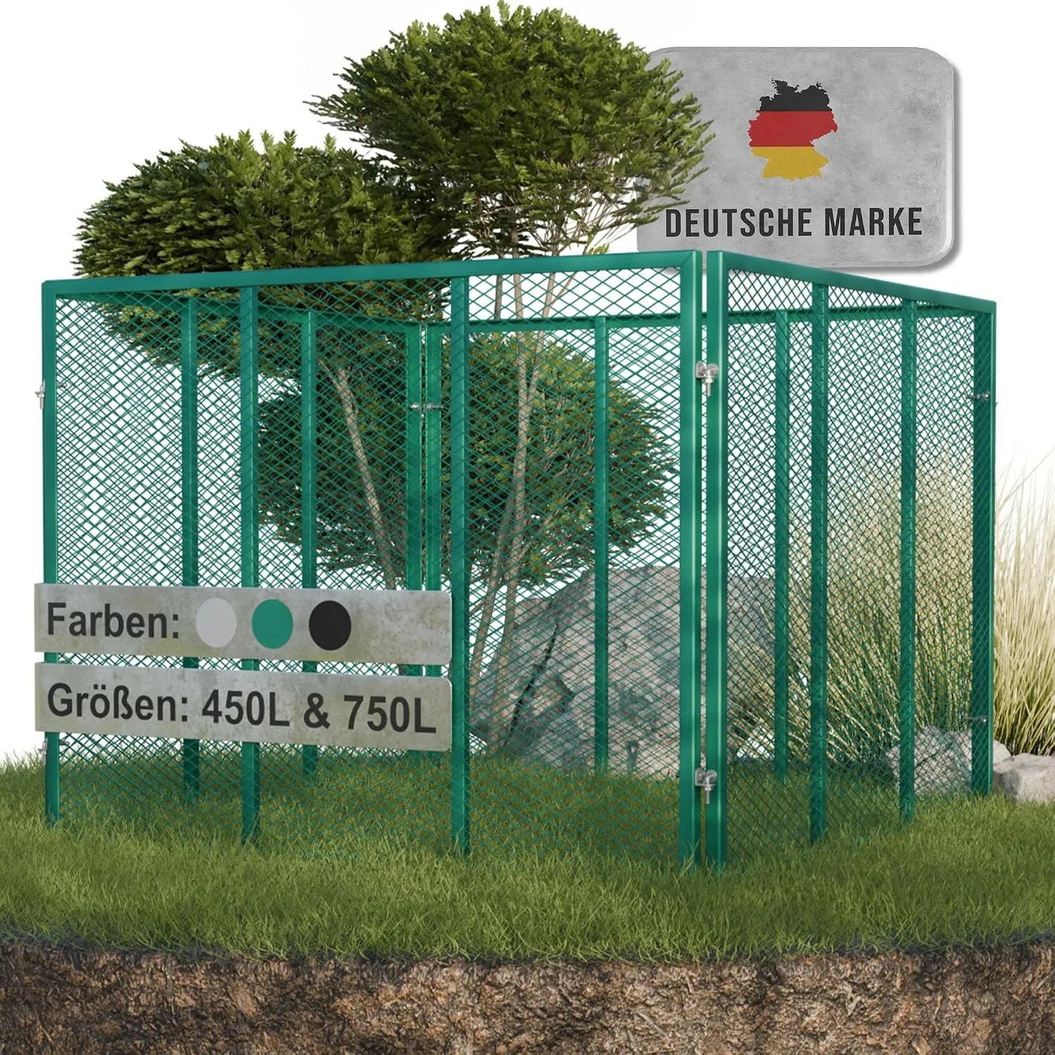 Heimfleiss® Komposter Garten 750L 100x100x75 cm - Metallkomposter Verzinkt