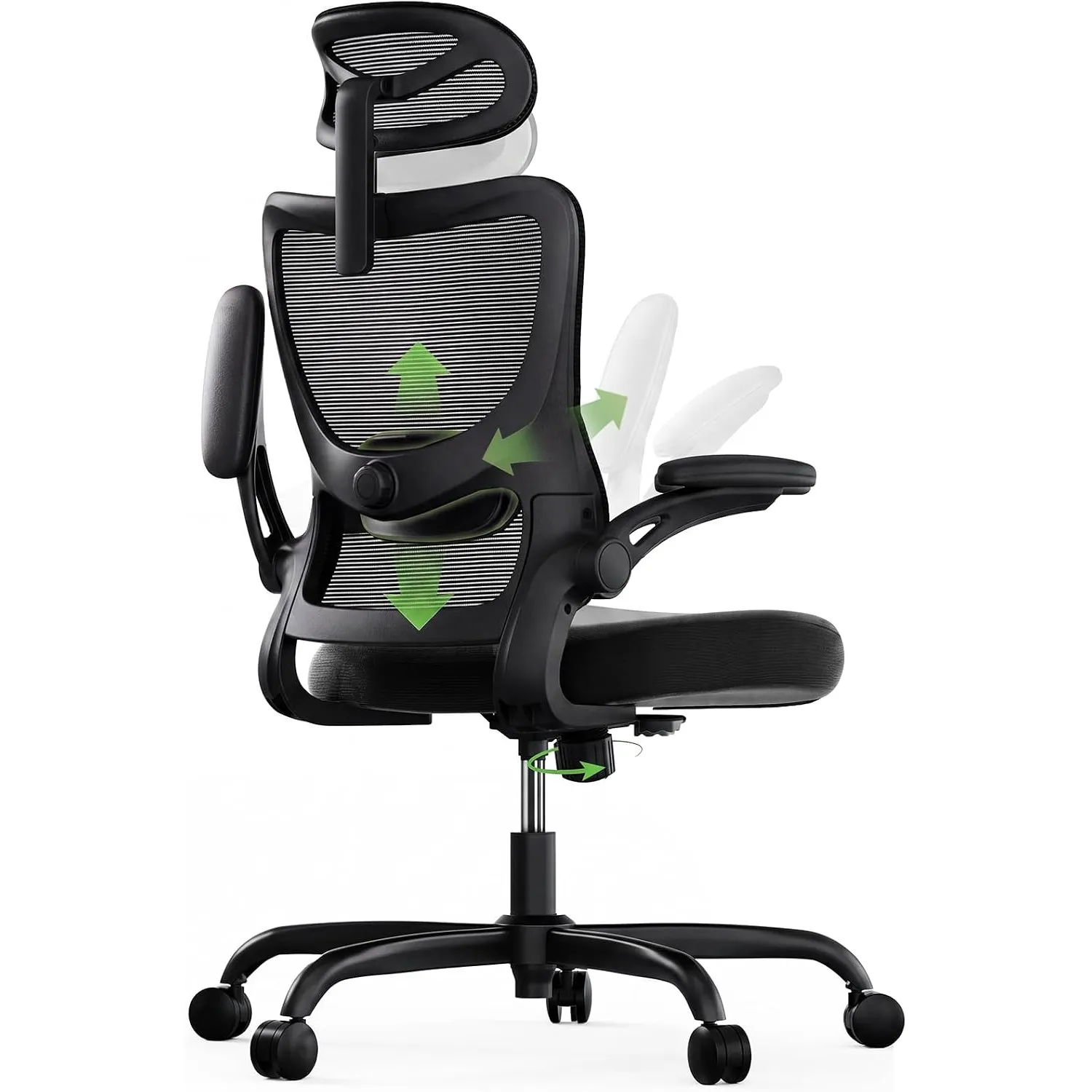 Marsail Bürostuhl Ergonomisch Schreibtischstuhl hat Verstellbarer Lordosenstütze Kopfstütze und Armlehne Höhenverstellu…