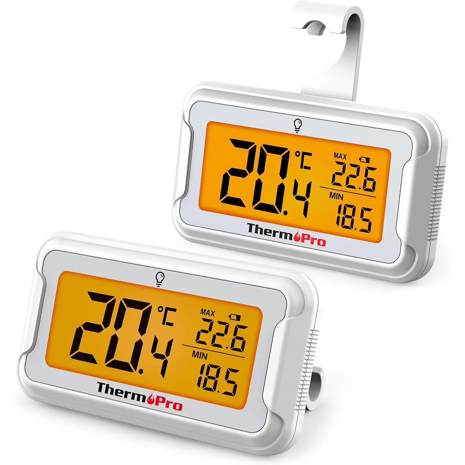 ThermoPro Kühlschrankthermometer Digital Gefrierschrank-thermometer mit großem LCD-Display & Hintergrundbeleuchtung, Ma…