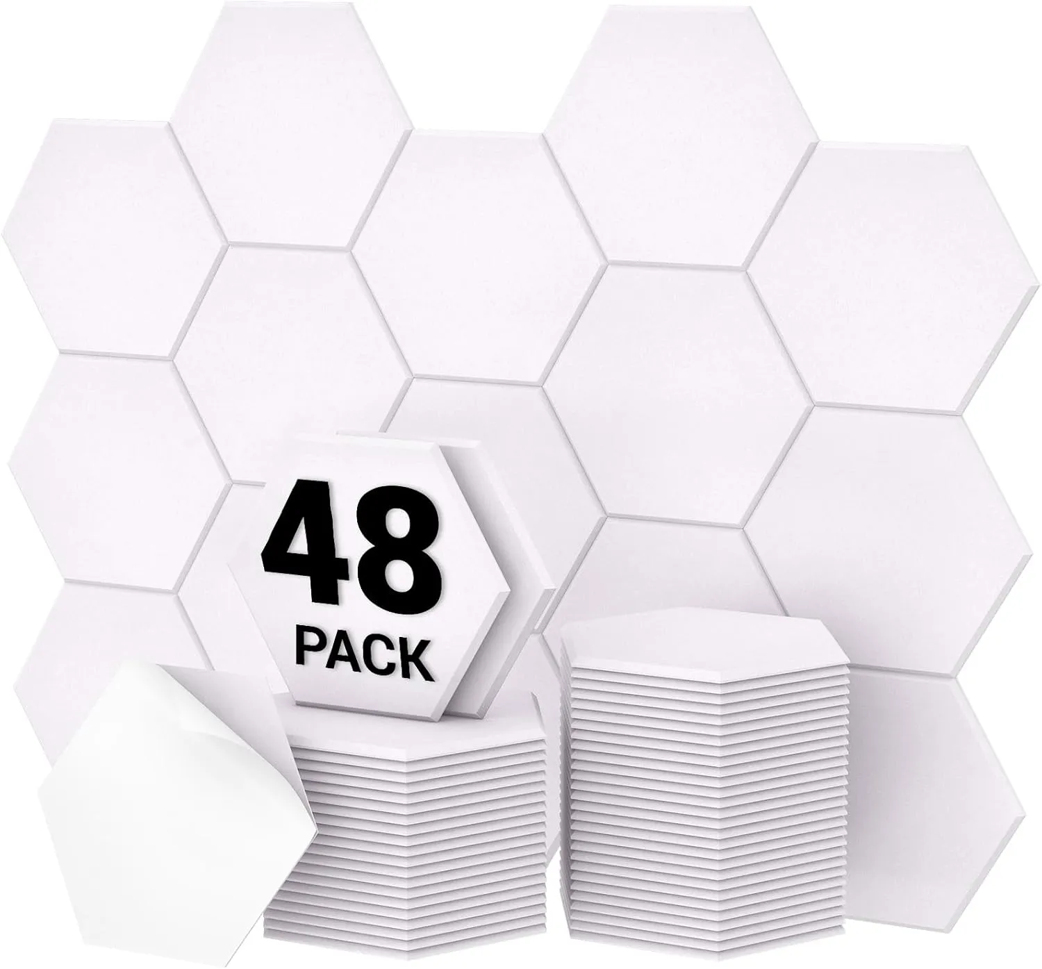 Hexagon Akustikplatten selbstklebend 48 Stücke, TONOR Schallabsorber Schallschutz mit Hochdichte Wandfliesen Schall Däm…