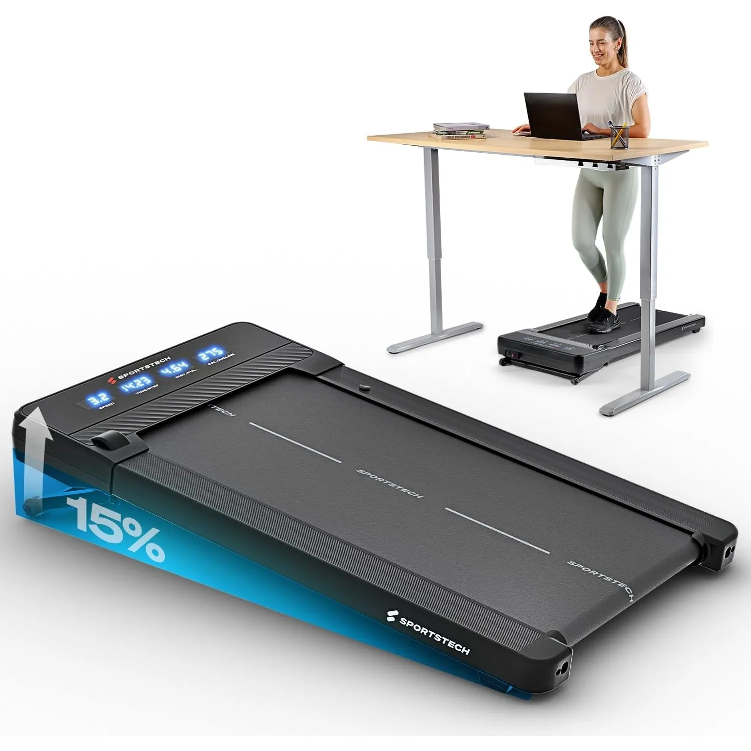 Sportstech, Walking Pad klappbar für Homeoffice + 180 kg belastbar sPad