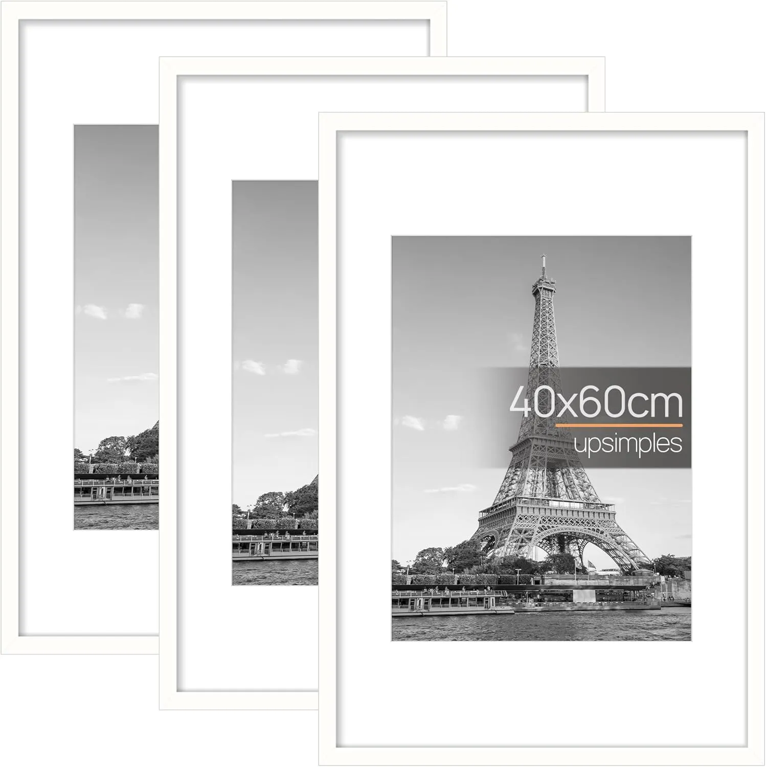 upsimples 3 Pack Bilderrahmen 40x60, Weiß Rahmen 40x60, Picture Frame für Fotos, Bilder, Poster