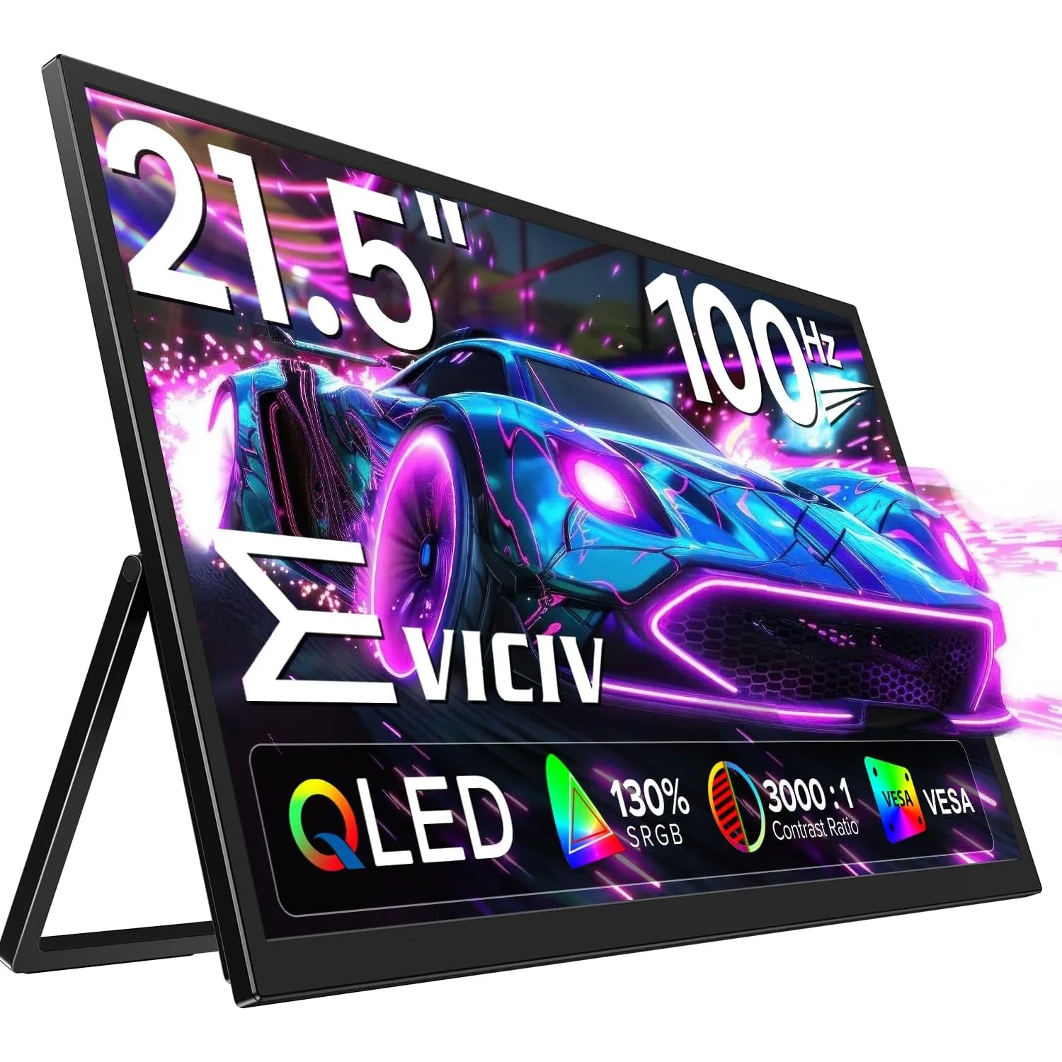 EVICIV Portable Monitor 21,5 Zoll 100Hz GroBer QLED 130% sRGB 3000:1