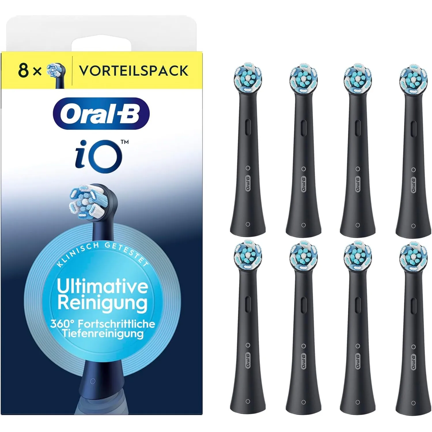 Oral-B iO Aufsteckbürsten Ultimative Reinigung, Schwarz, 8 Stück | Original Zahnbürstenaufsatz für Elektrische Zahnbürs…