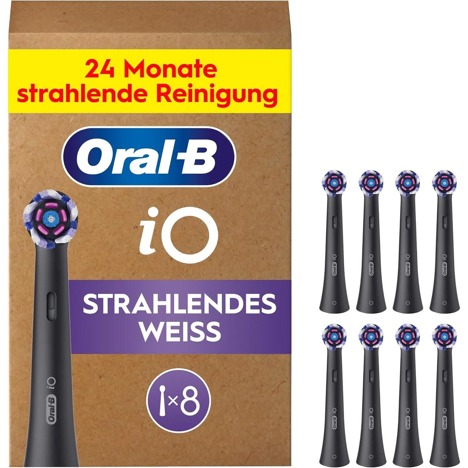 Oral-B iO Aufsteckbürsten Strahlendes Weiss, Schwarz, 8 Stück
