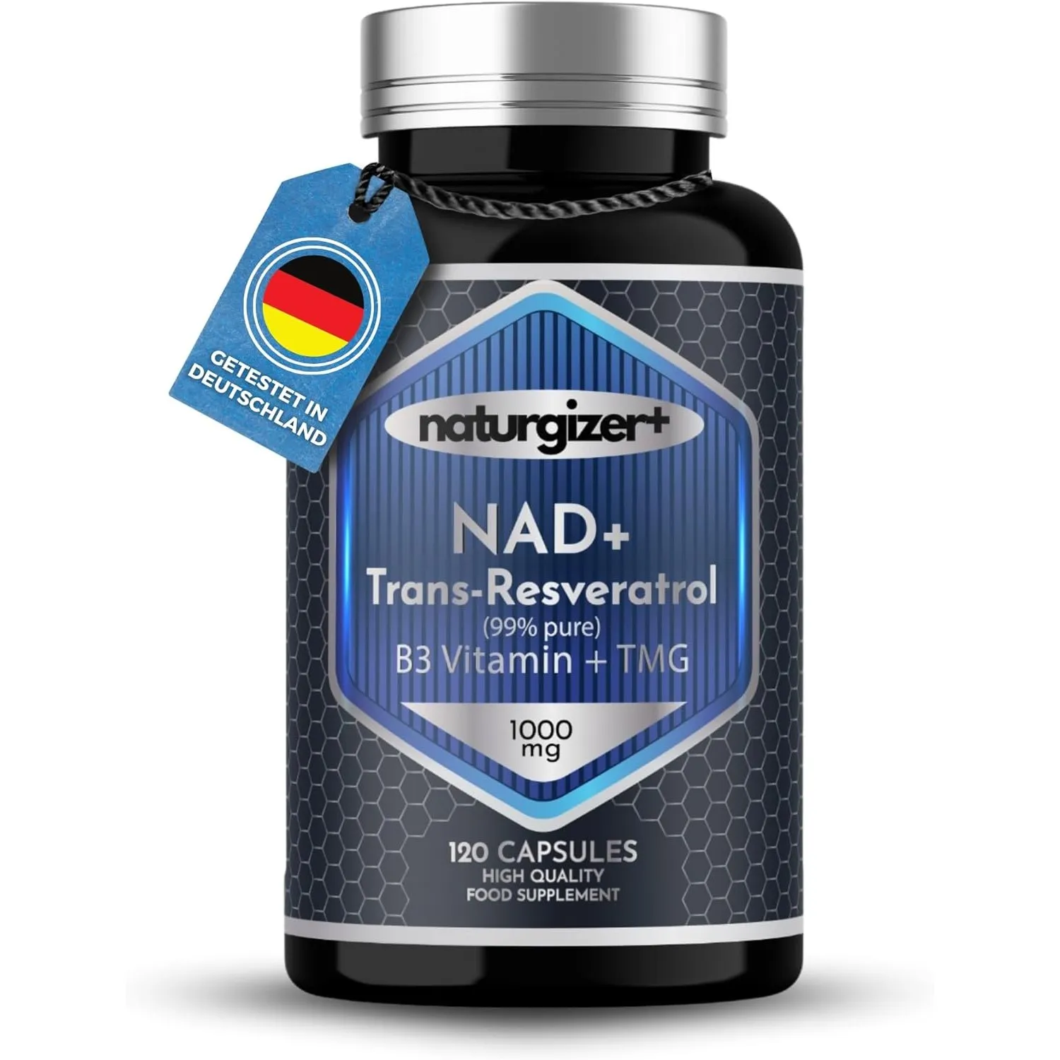 NAD Plus (echtes NAD+) – NMN Alternative mit Trans-Resveratrol, Niacinamid & Betain (TMG), Komplex 4+1 mit liposomaler …