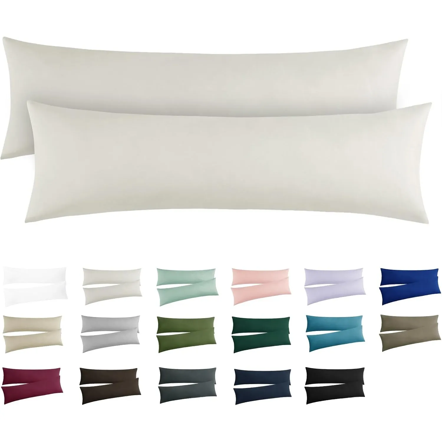 RUIKASI Seitenschläferkissen Bezug 40 x 145 2er Set Beige Mikrofaser