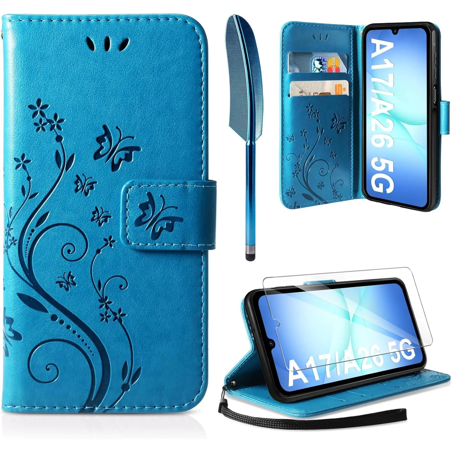 AROYI Lederhülle Kompatibel mit Samsung Galaxy A17 5G/A26 5G Hülle und Schutzfolie, Flip Wallet Handyhülle PU Leder Cas…