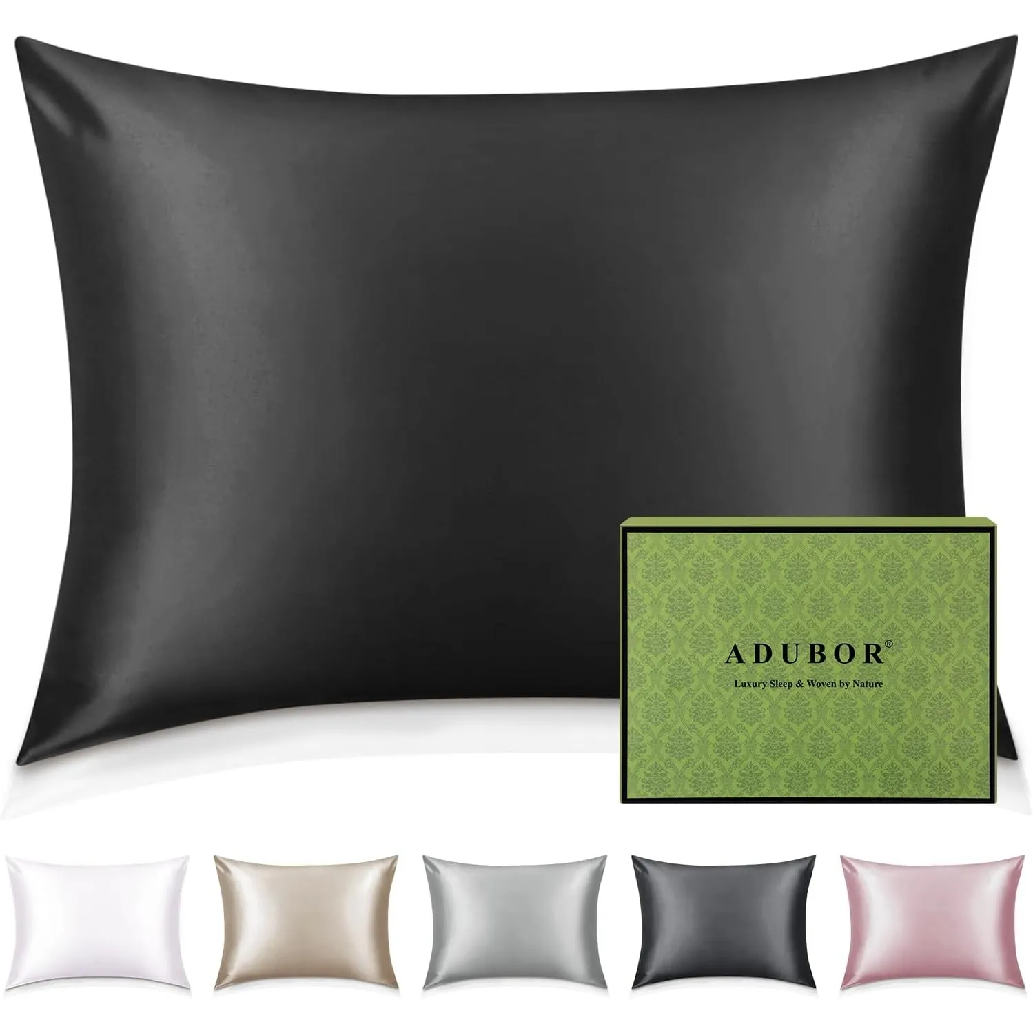 Adubor 100% Seidenkissenbezug 40x80cm für Haar und Haut, mit verstecktem Reißverschluss, beide Seiten, 23 Momme Seide, …