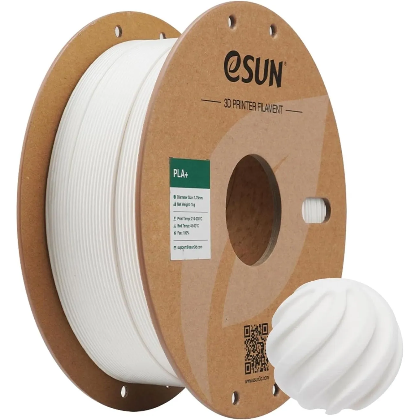 eSUN PLA+ Filament 1.75mm, 3D Drucker Filament PLA Plus, Maßgenauigkeit +/- 0.03mm, 1kg Spule (2.2 LBS) 3D Druck Filame…