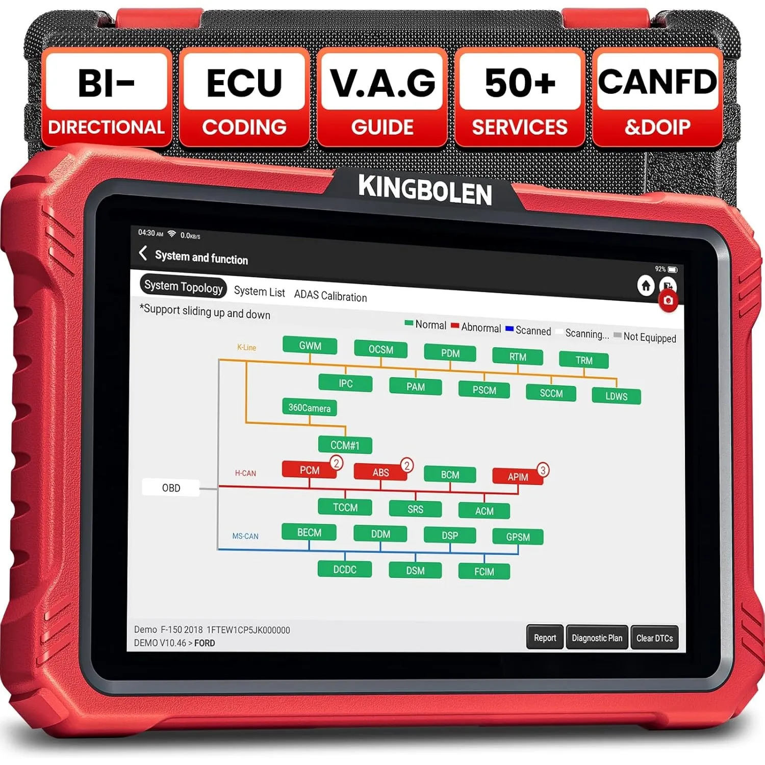 KINGBOLEN K10 Elite Obd2 Diagnosegerät,Bi-Direktionale OE-Level Alle Systeme Diagnosegerät Auto mit Topologie-Karte,ECU…