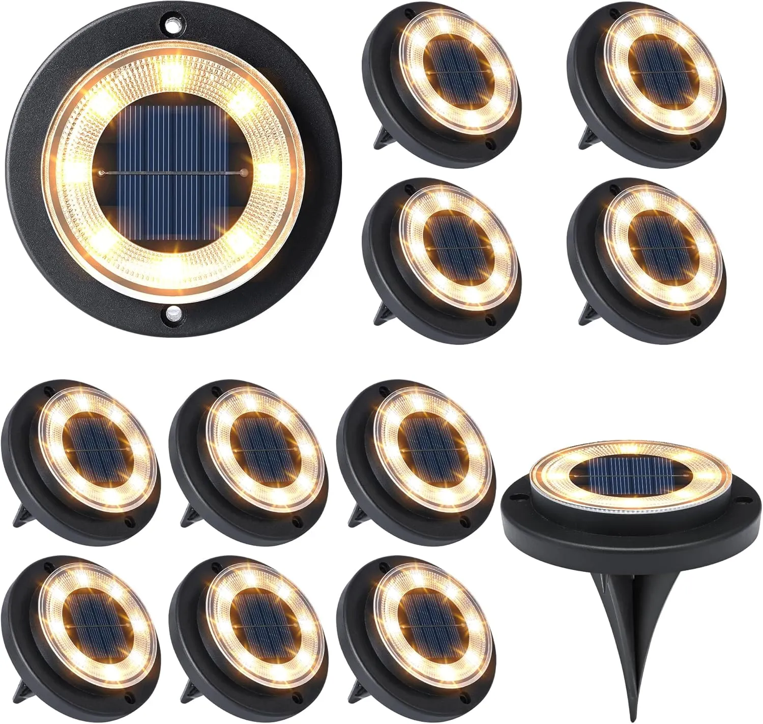Flacchi Solar Floor Lights Outdoor - Solar Lights for Garden Outdoor with 8 LEDs, Waterproof LED Solar Garden Lights, S…