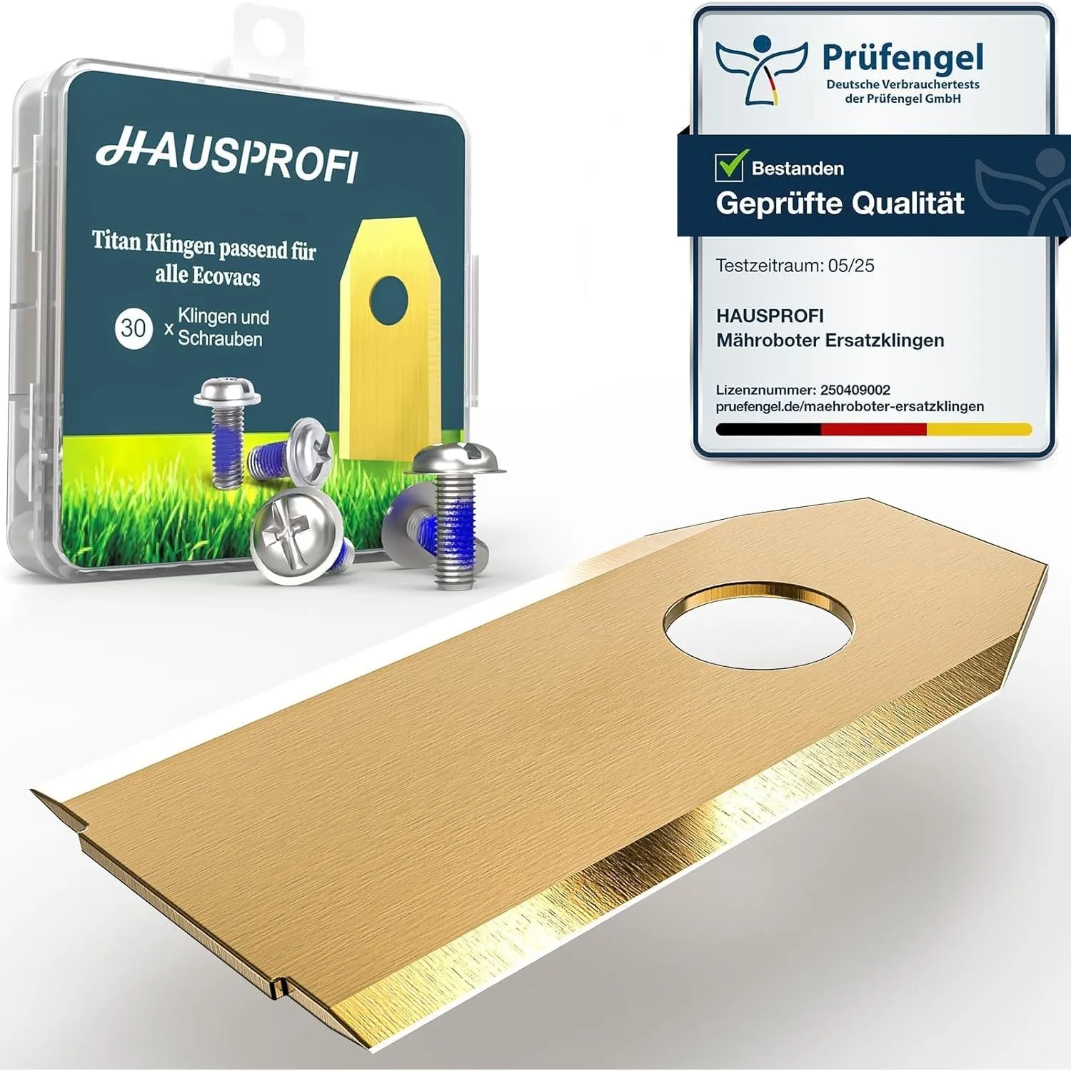 HAUSPROFI 30x Titan Ersatzklingen Ersatzkmesser für ECOVACS GOAT Mähroboter, DIN EN 50636-2-107 geprüft, 60% langlebige…