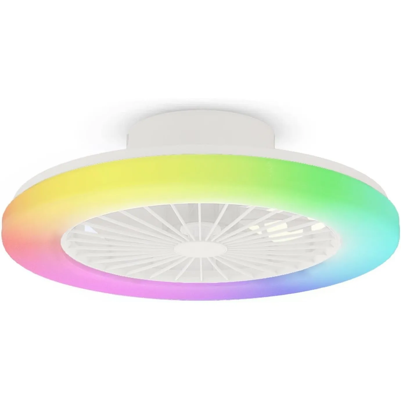 moderne Smart-LED-Deckenleuchte mit Ventilator, RGB Deckenventilator-Leuchten, 6 Lüftungsgeschwindigkeiten, stufenlos d…