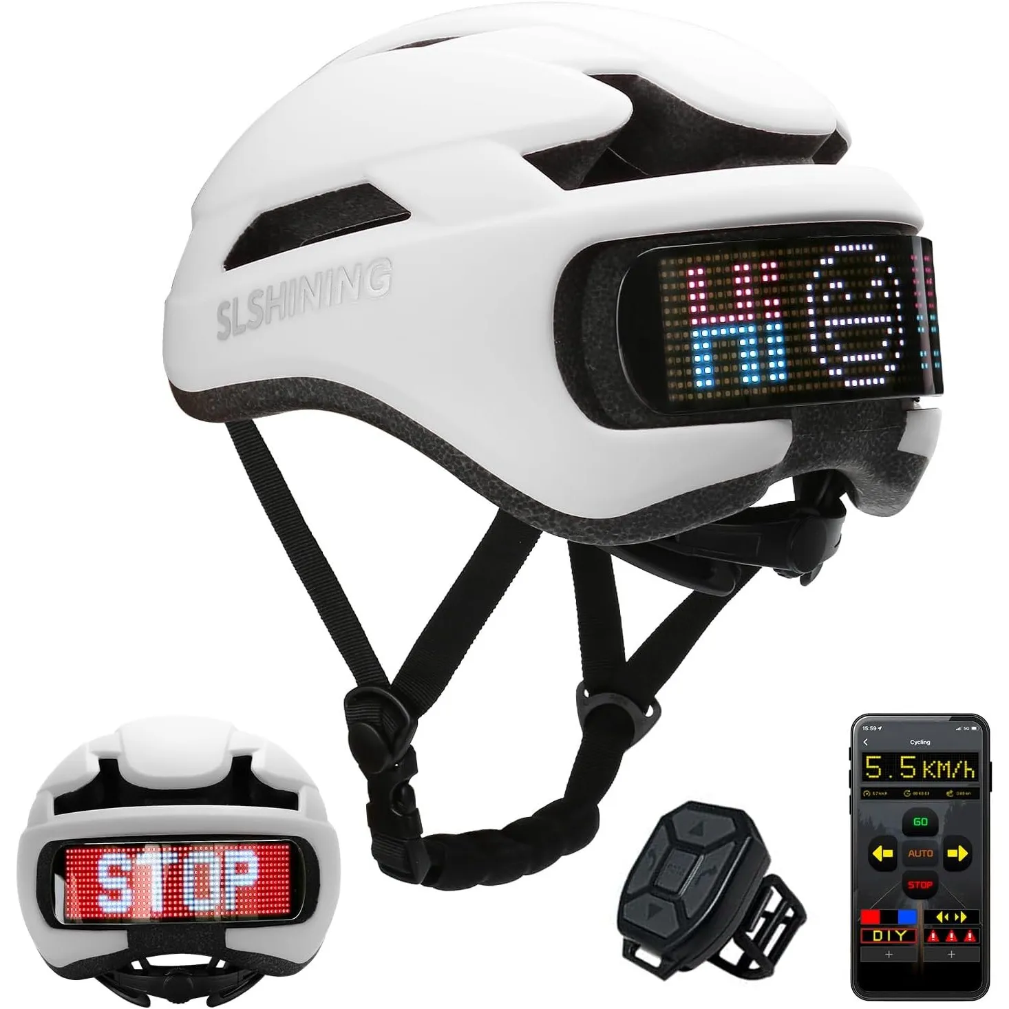 TMEOIIPY Intelligenter App-programmierbarer Fahrradhelm mit Rückseitigem LED-Display und USB-Aufladung, Fahrradhelm Erw…