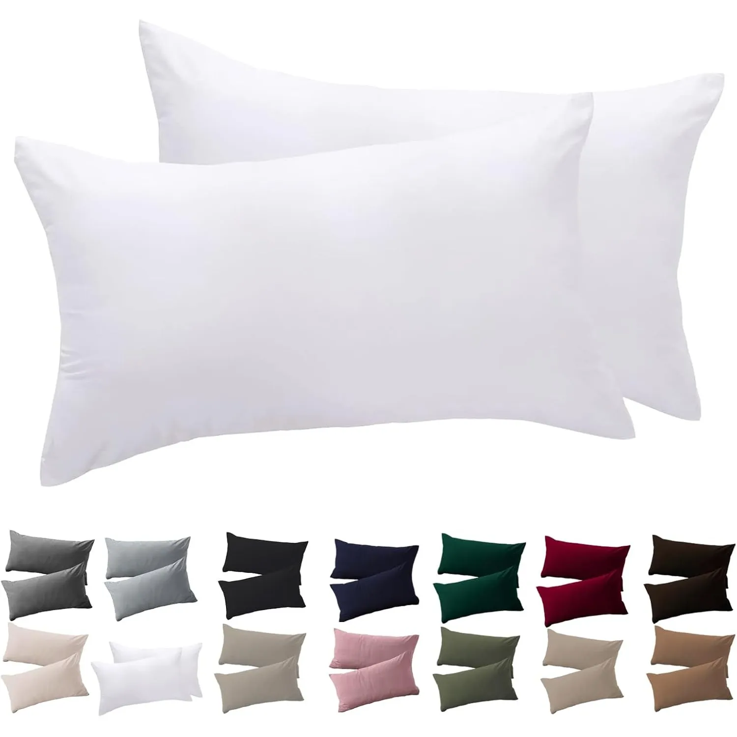 Soifox Kissenbezug 40x70 2er Set - Weiß kopfkissenbezug Für Kissen 40 x 70 cm 100% Mikrofaser Resistent und Hypoallerge…