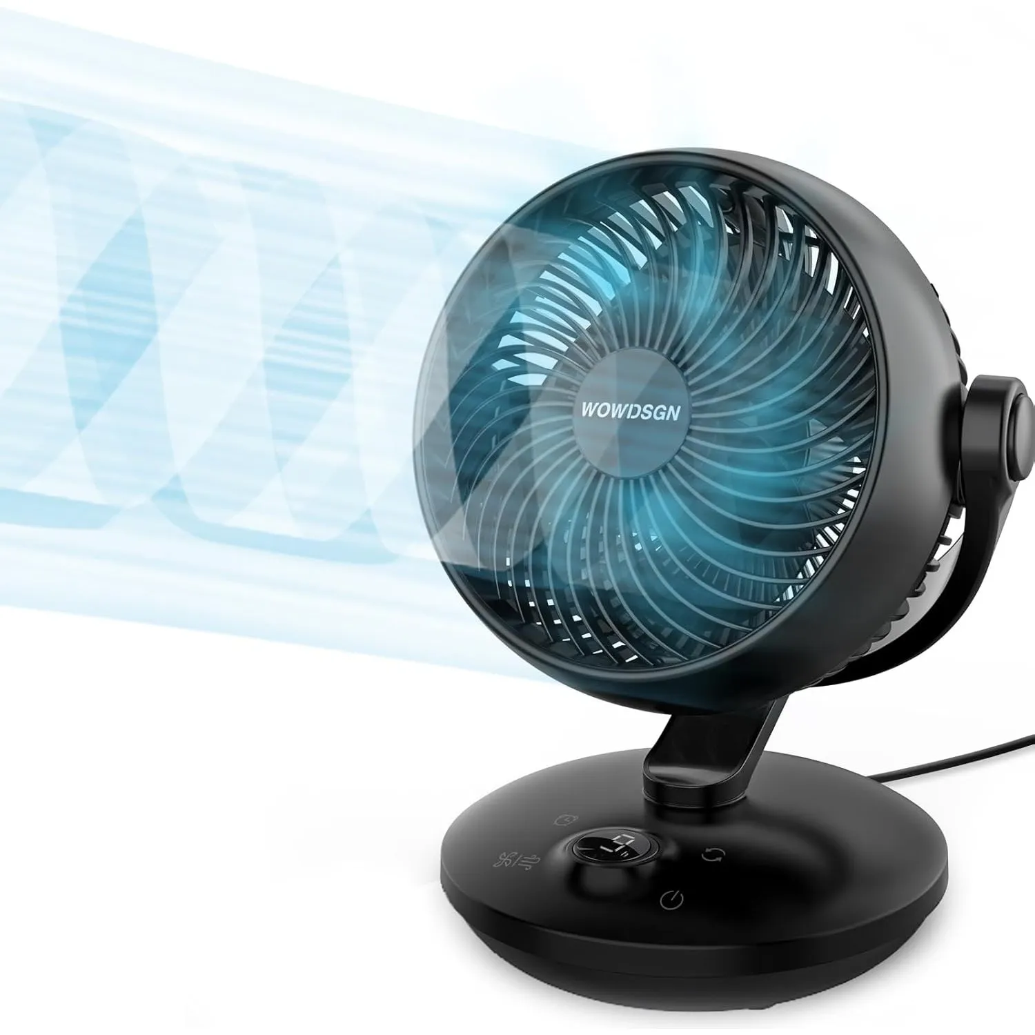 WOWDSGN Ventilator Leise 22dB Mit 6 Stufen & Display - 9-Stunden-Timer, Leistungsstarker 3D Turbo-Luftzirkulator - 100°…