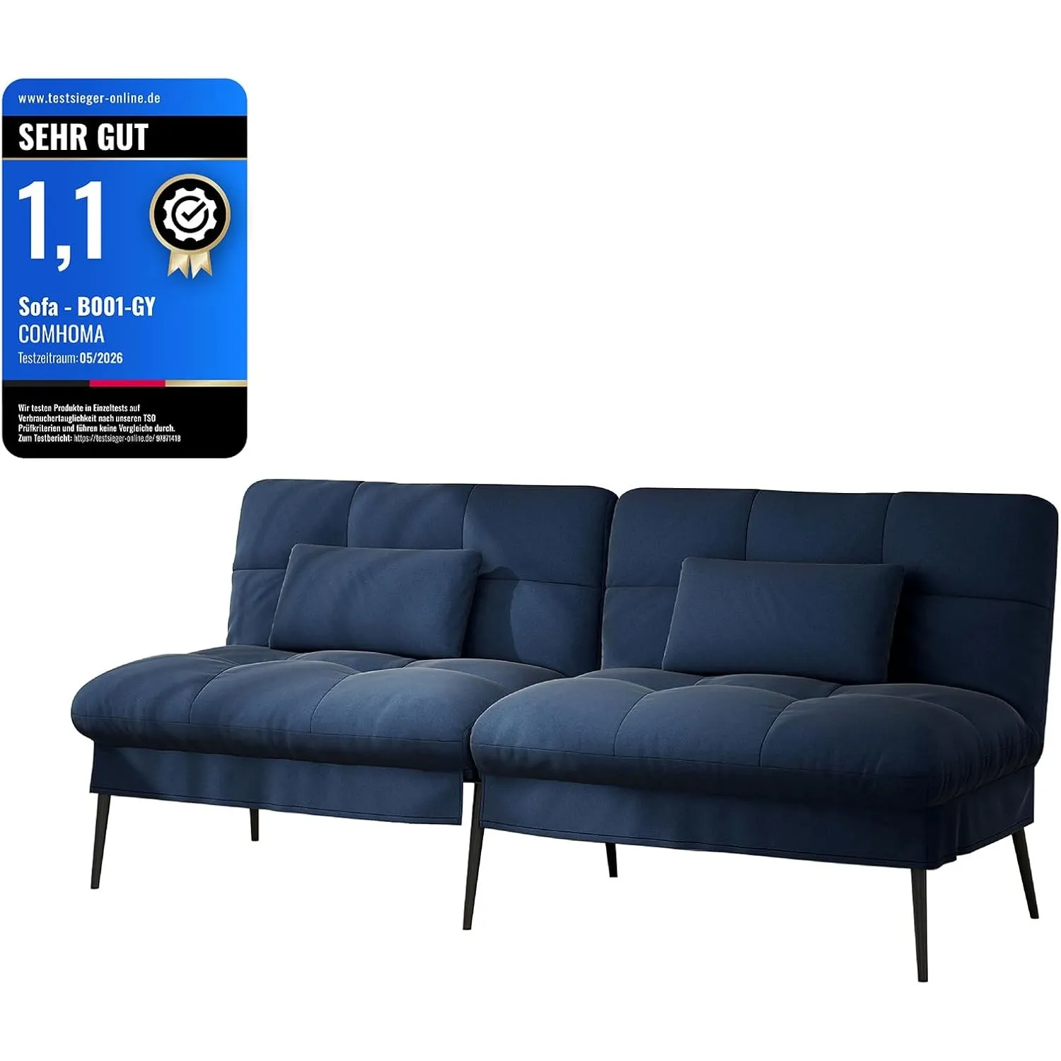 COMHOMA Sofa Schlafsofa mit Schlaffunktion, überzug Futon Klappsofa, Bettcouch, ecksofa, Couch Gästebett, 3-Sitzer Sofa…